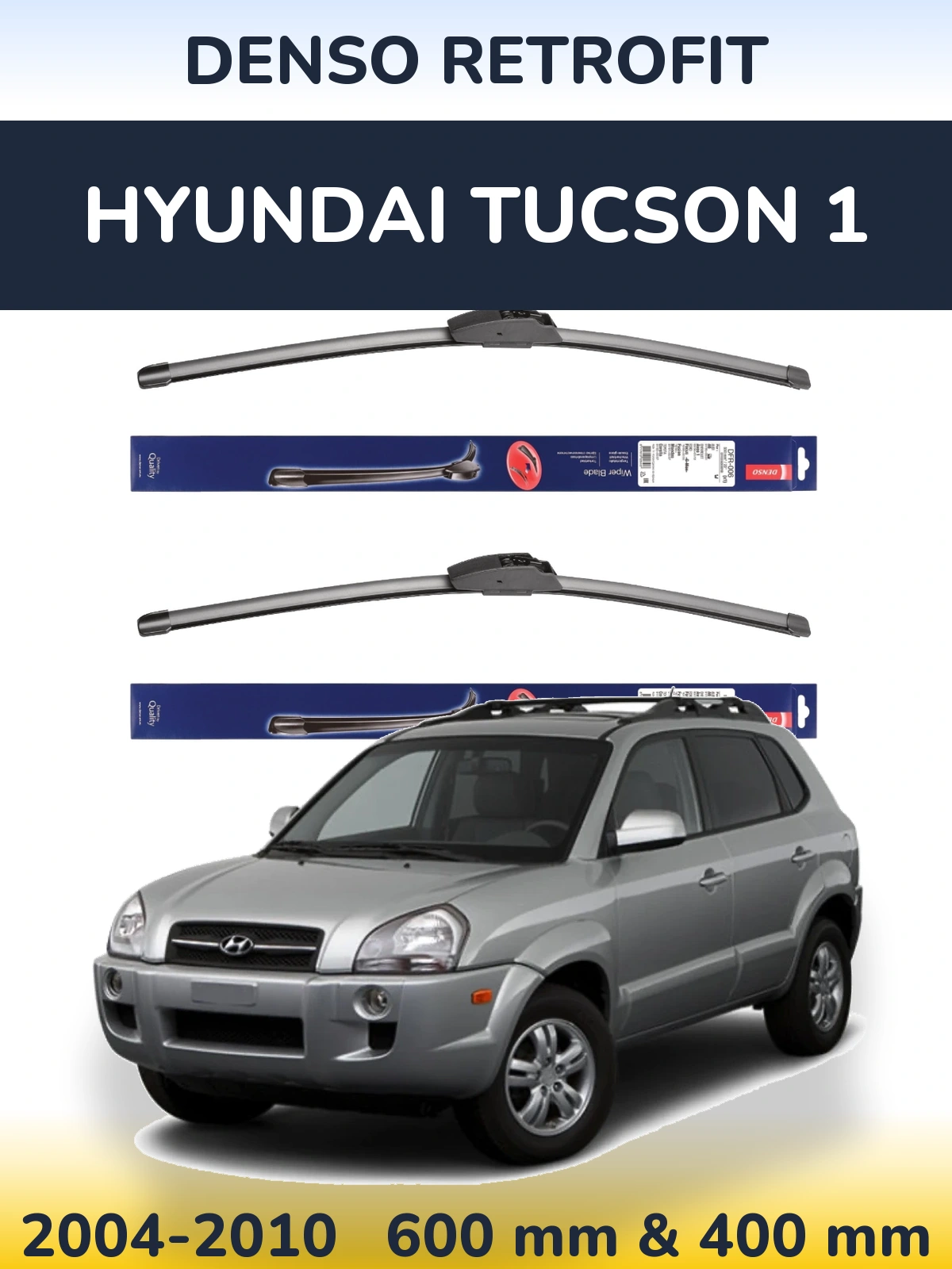 Комплект передних дворников Denso Retrofit 600 & 400 мм для Hyundai Tucson 1 2004-2010