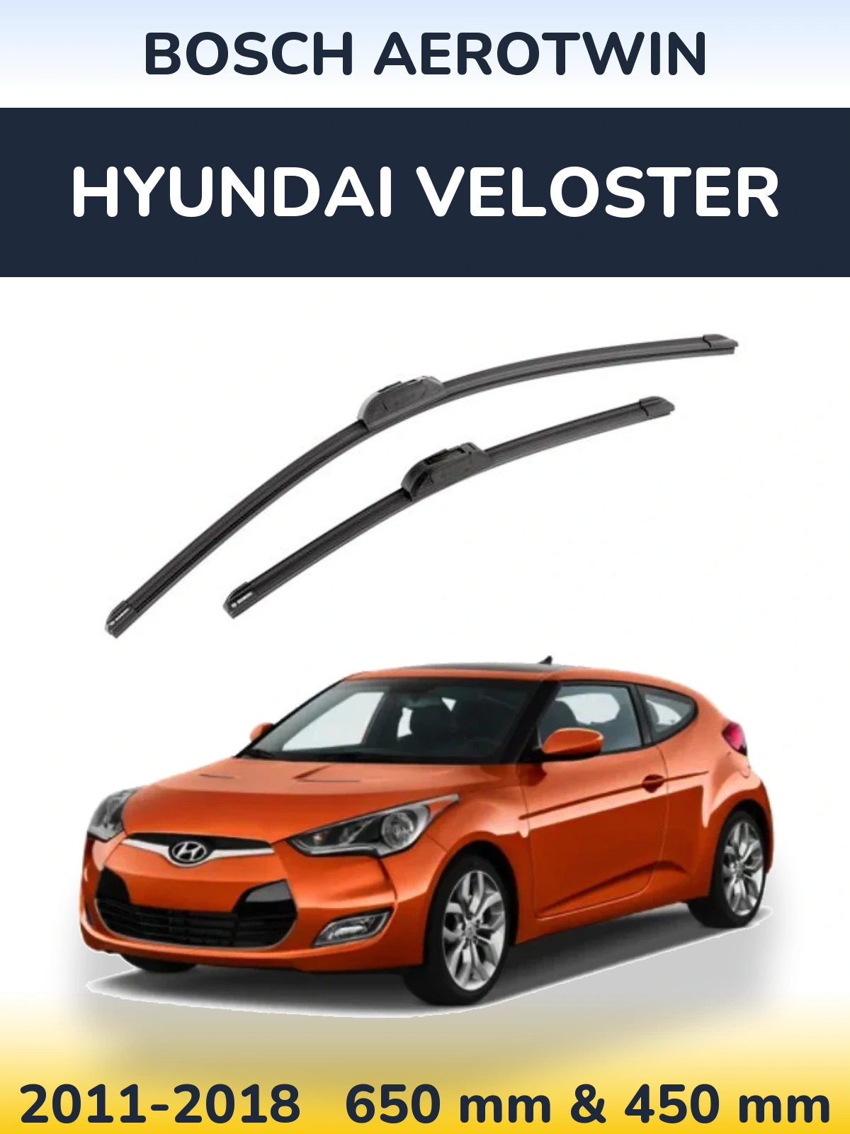 Komplet przednich wycieraczek BOSCH AeroTwin 650 & 450 mm do Hyundai Veloster 2011-2018