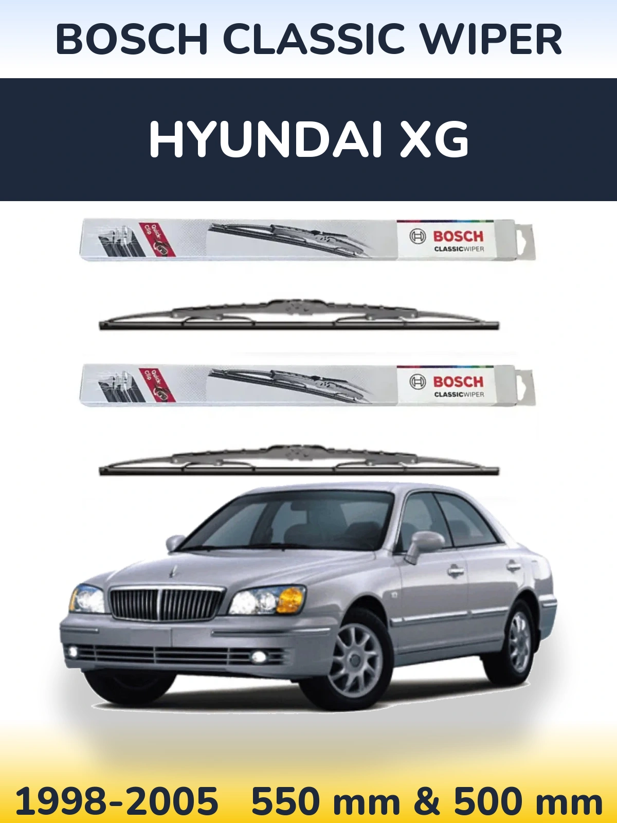 Komplet przednich wycieraczek BOSCH Classic Wiper 550 & 500 mm do Hyundai XG 1998-2005