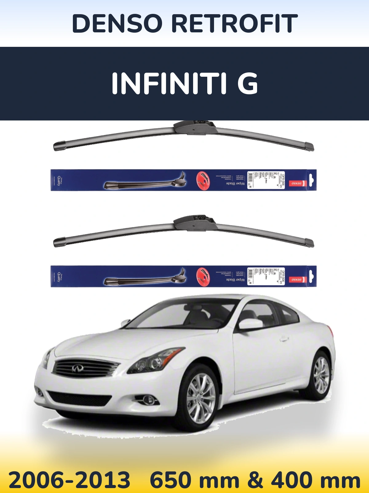 Комплект передних дворников Denso Retrofit 650 & 400 мм для Infiniti G 2006-2013