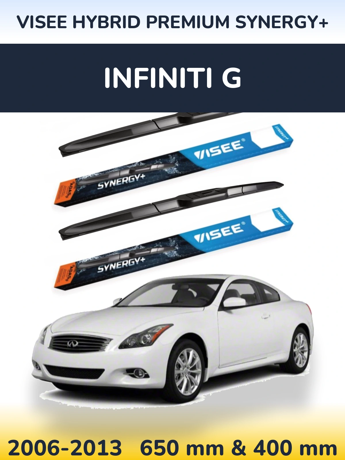 Комплект передних дворников VISEE HYBRID PREMIUM SYNERGY+ 650 & 400 мм для Infiniti G 2006-2013