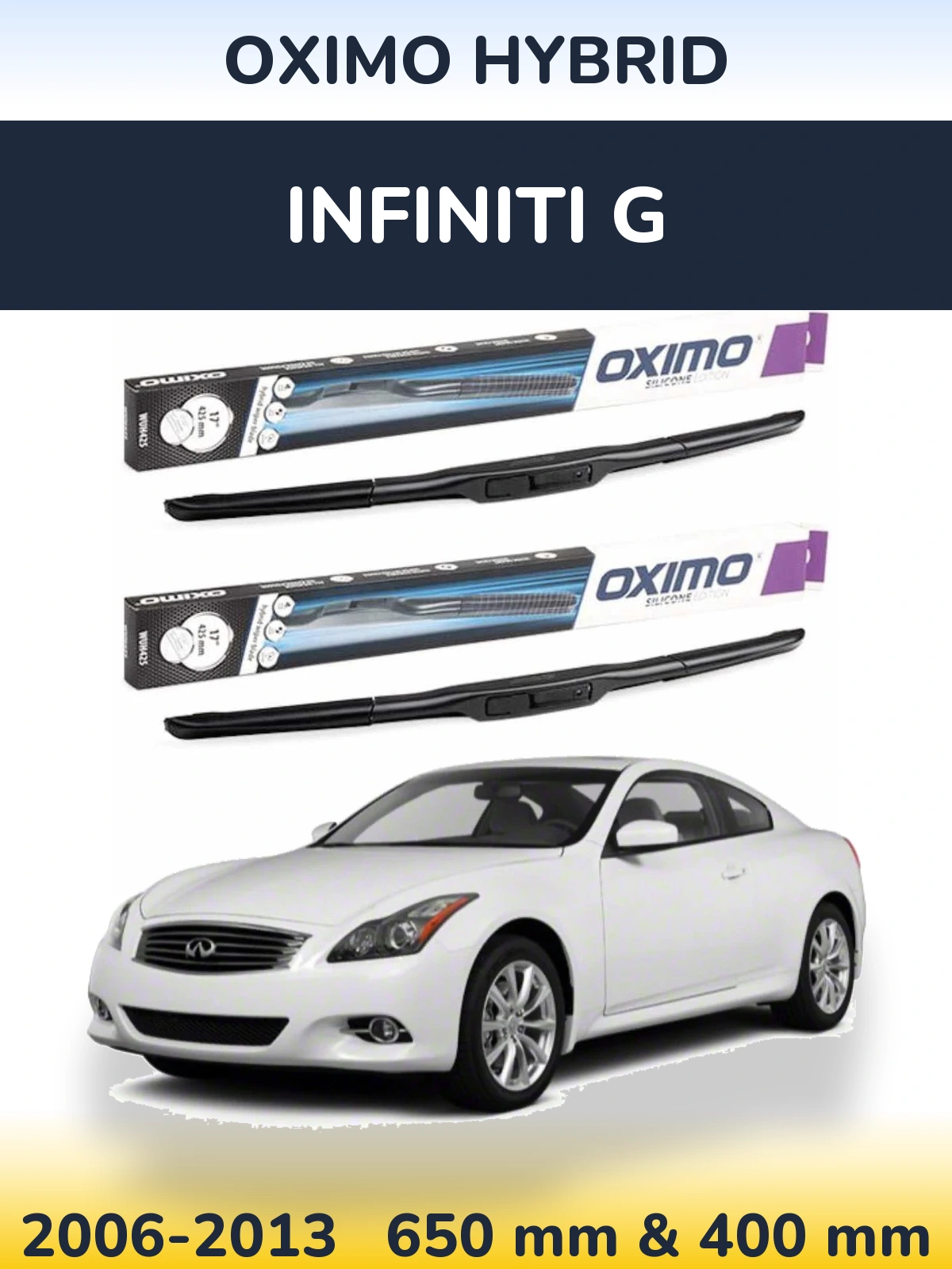 Комплект передних дворников Oximo Hybrid 650 & 400 мм для Infiniti G 2006-2013