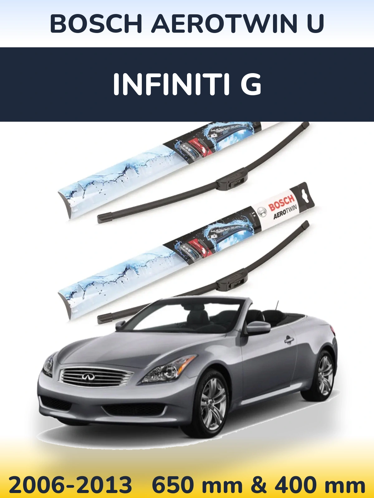 Komplet przednich wycieraczek BOSCH AeroTwin U 650 & 400 mm do Infiniti G 2006-2013