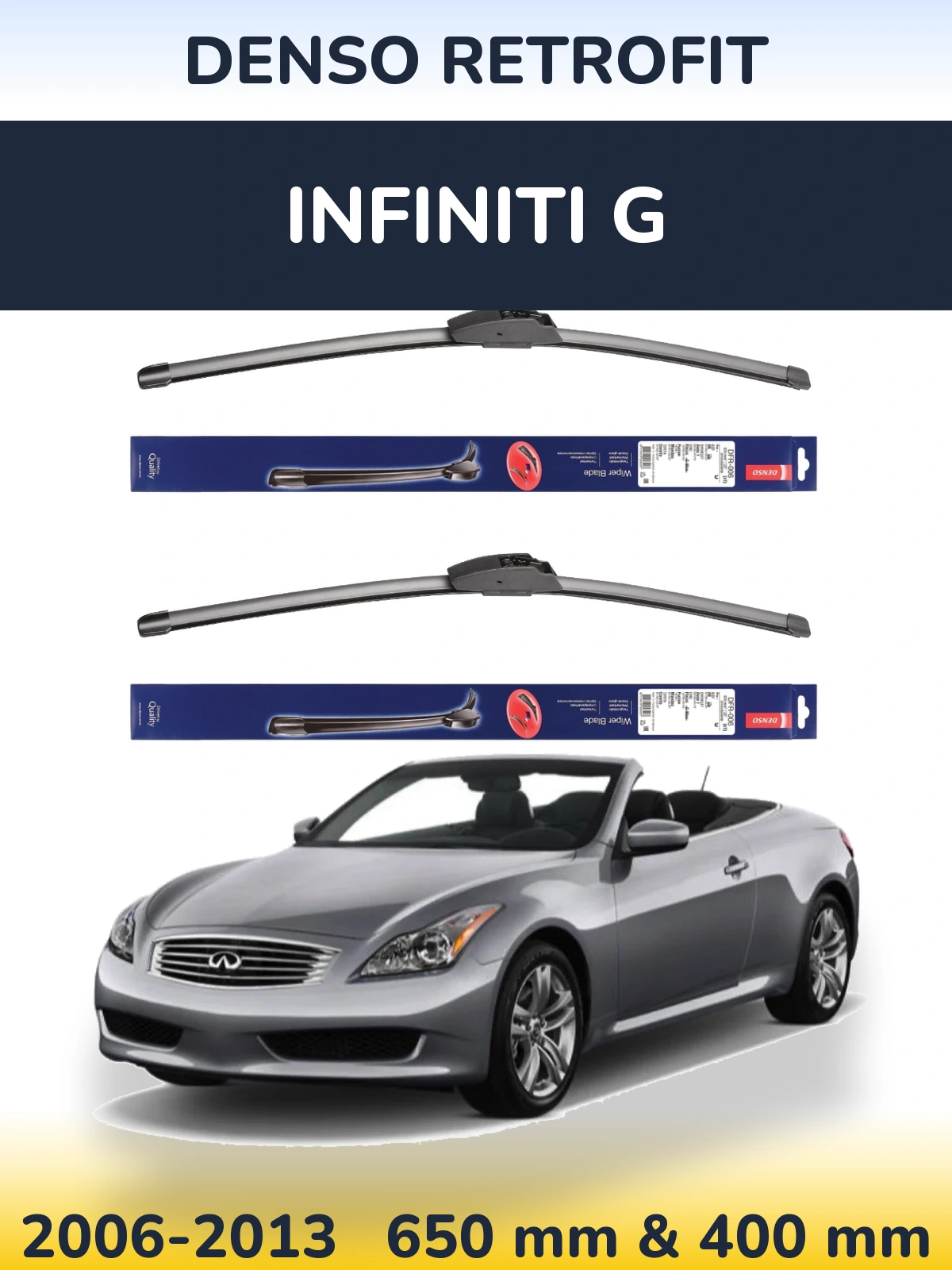Комплект передних дворников Denso Retrofit 650 & 400 мм для Infiniti G 2006-2013