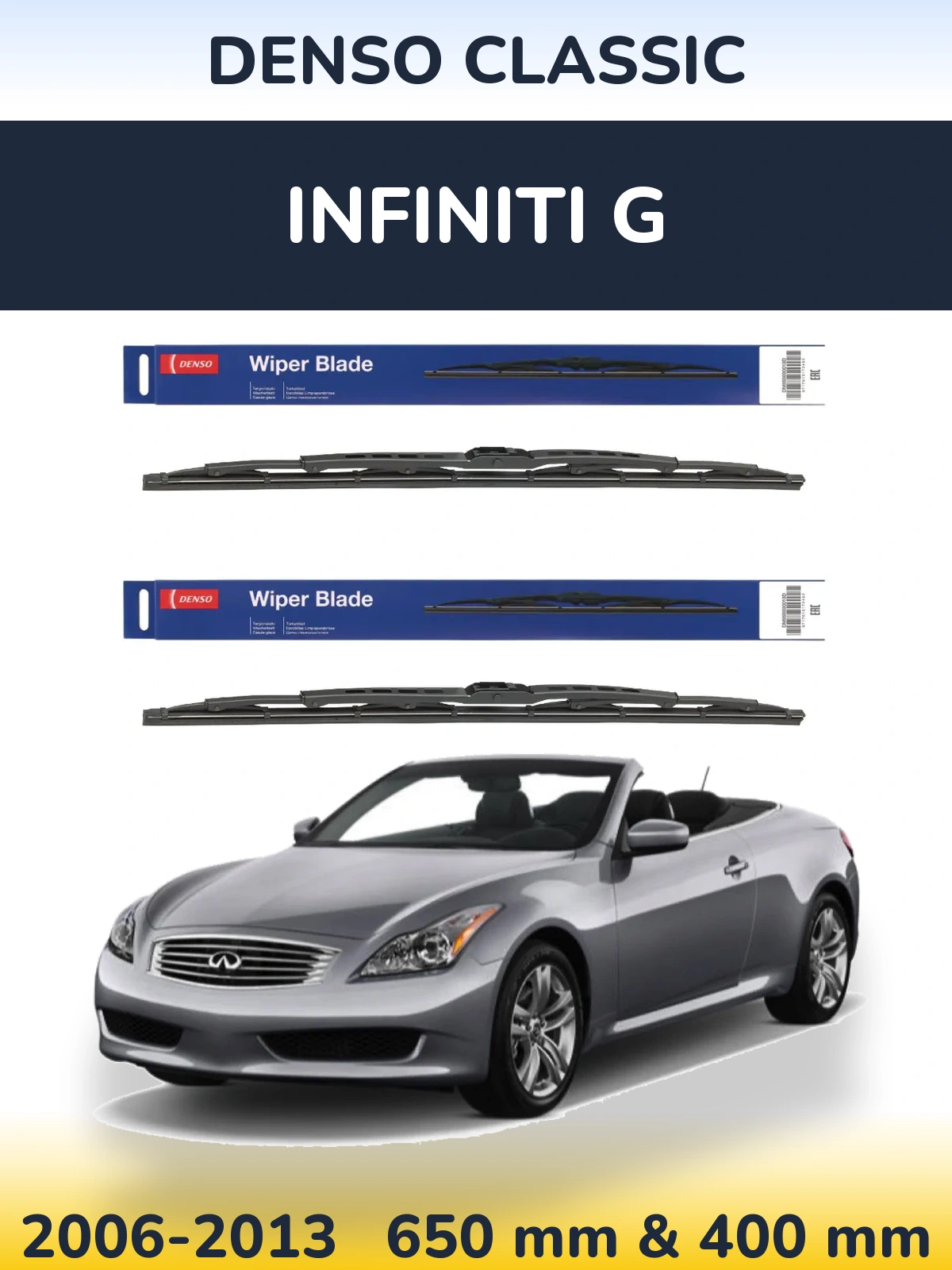 Komplet przednich wycieraczek Denso Classic 650 & 400 mm do Infiniti G 2006-2013