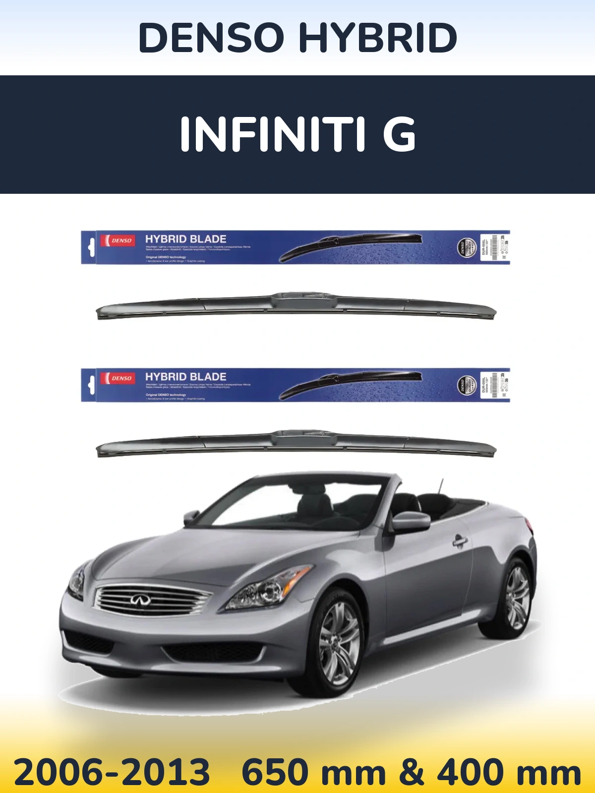 Komplet przednich wycieraczek Denso Hybrid 650 & 400 mm do Infiniti G 2006-2013