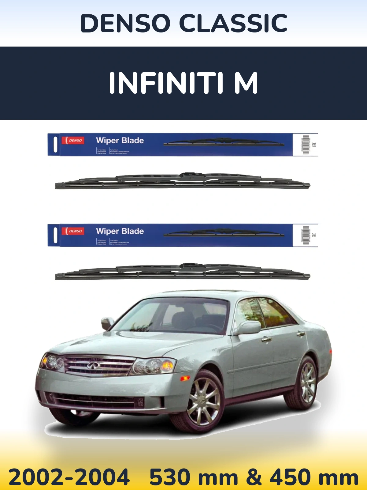 Komplet przednich wycieraczek Denso Classic 530 & 450 mm do Infiniti M 2002-2004