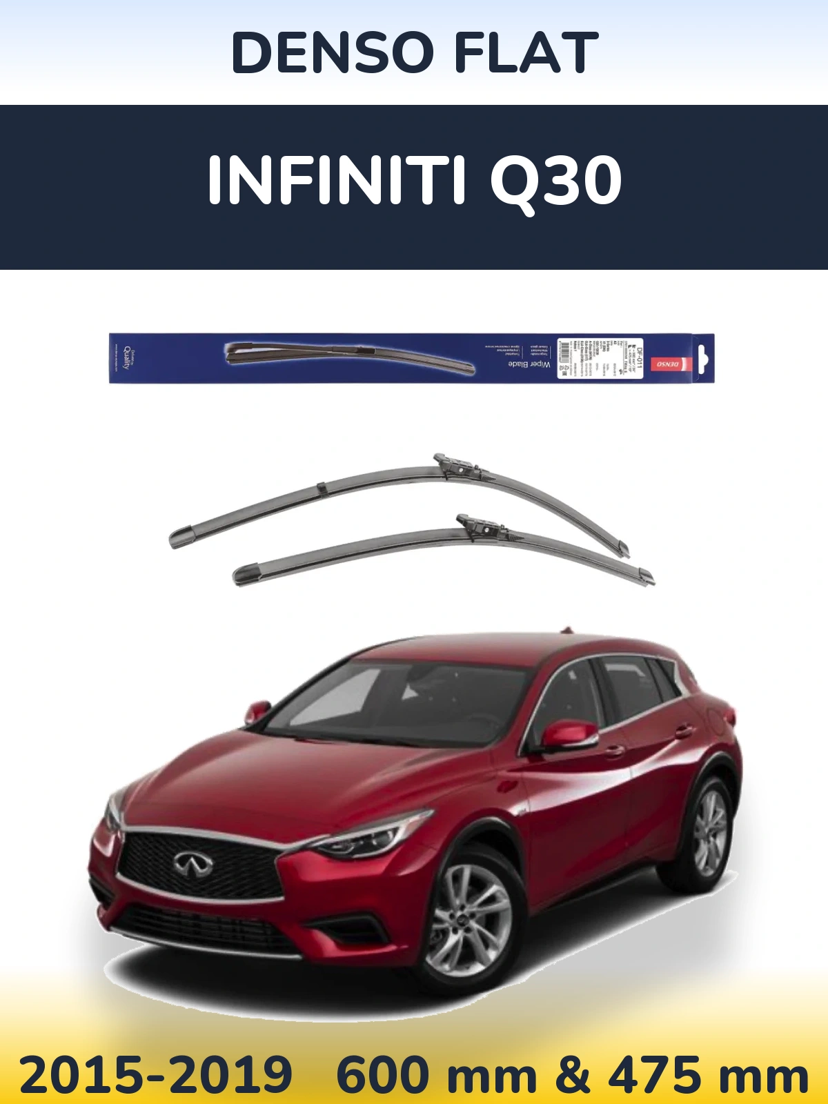 Komplet przednich wycieraczek Denso Flat 600 & 475 mm do Infiniti Q30 2015-2019