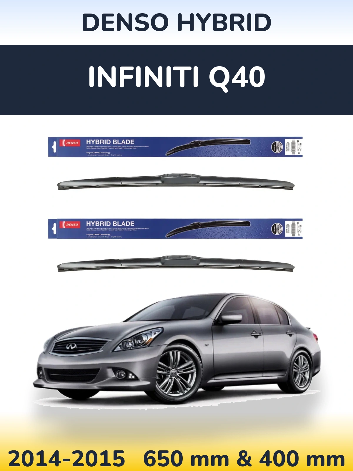 Komplet przednich wycieraczek Denso Hybrid 650 & 400 mm do Infiniti Q40 2014-2015