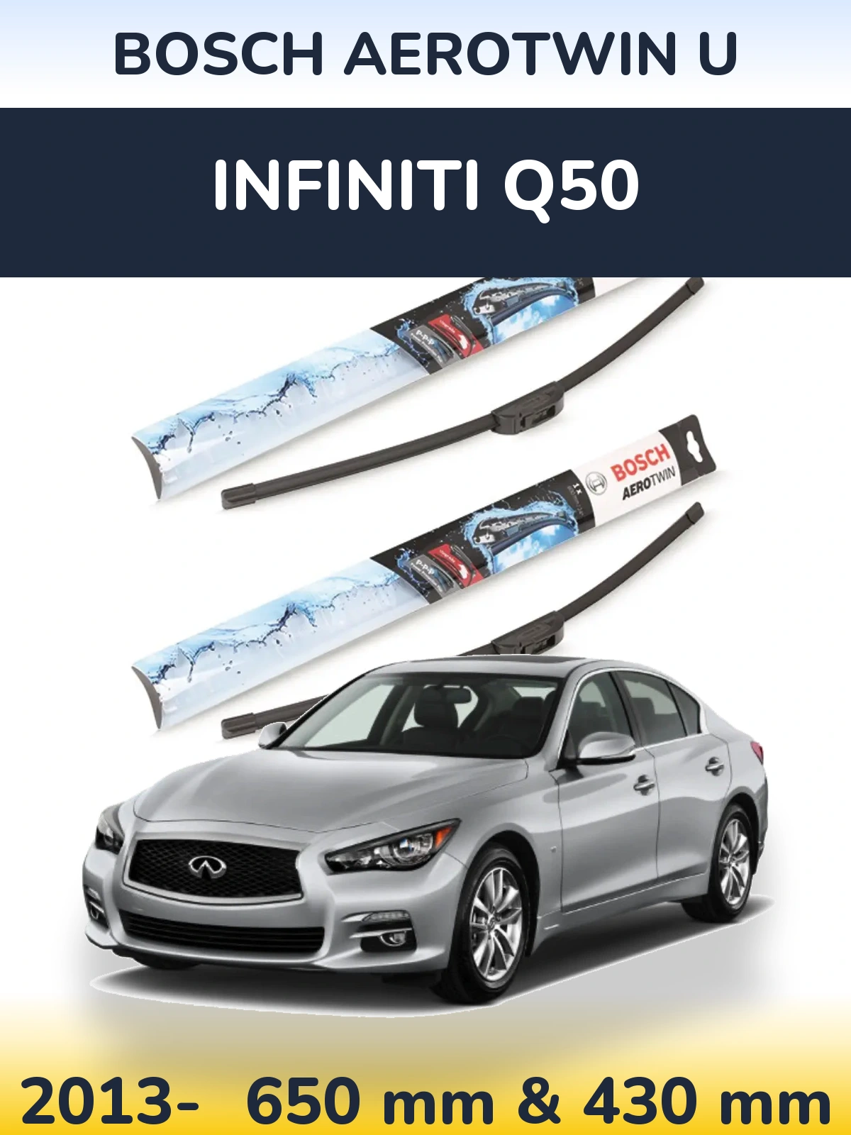 Komplet przednich wycieraczek BOSCH AeroTwin U 650 & 430 mm do Infiniti Q50 2013-2026