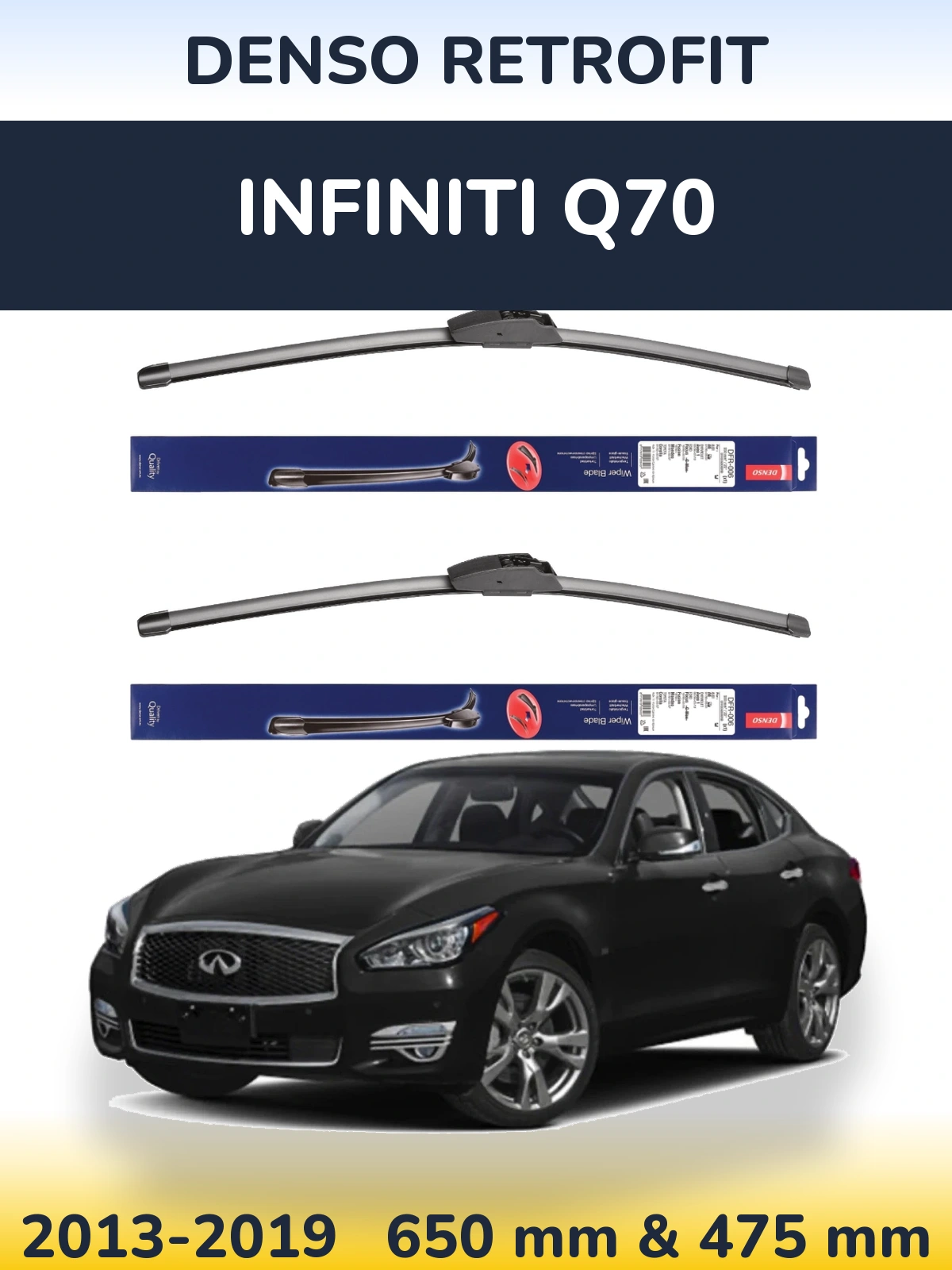 Komplet przednich wycieraczek Denso Retrofit 650 & 475 mm do Infiniti Q70 2013-2019