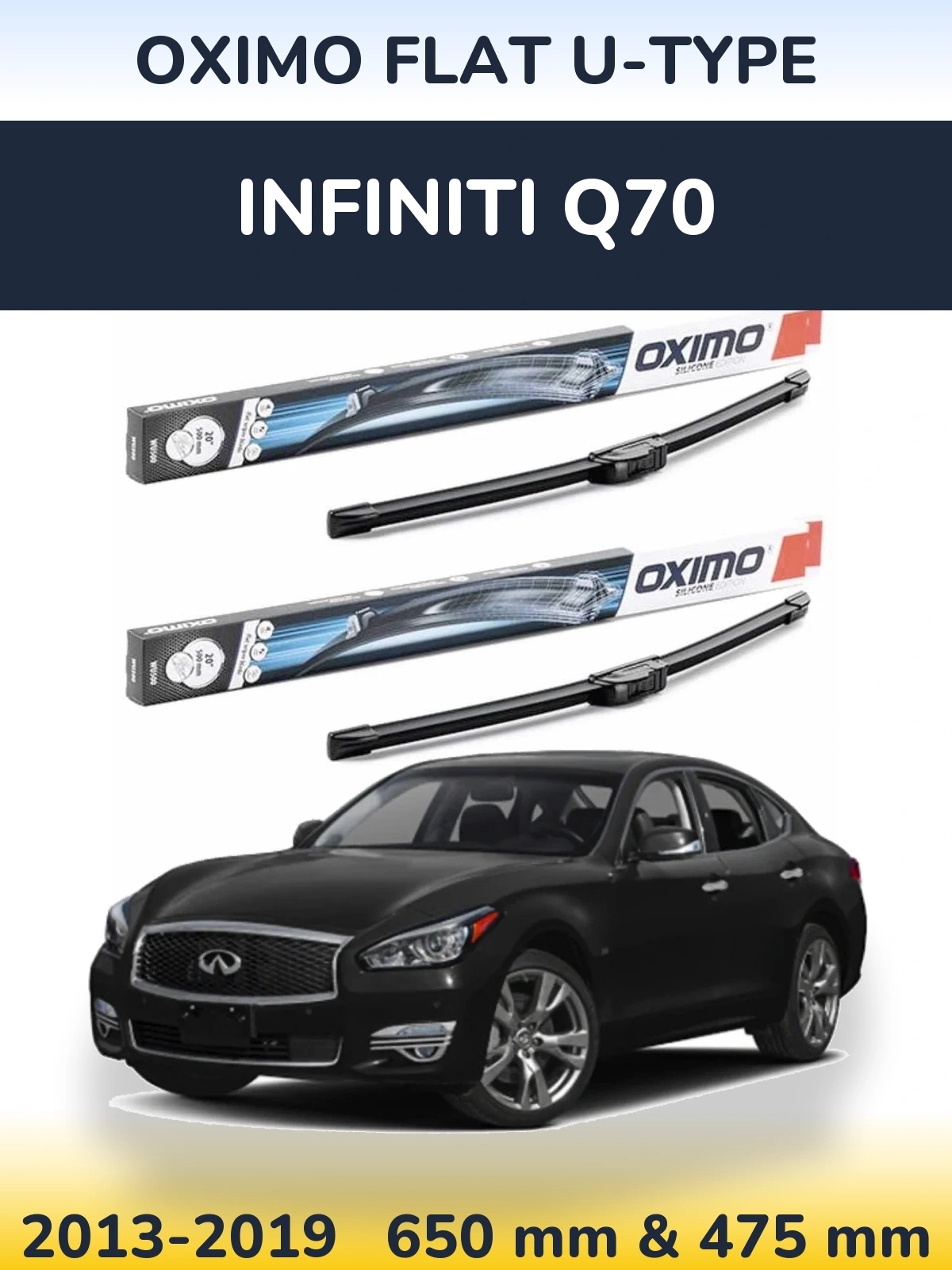 Komplet przednich wycieraczek Oximo Flat U-type 650 & 475 mm do Infiniti Q70 2013-2019
