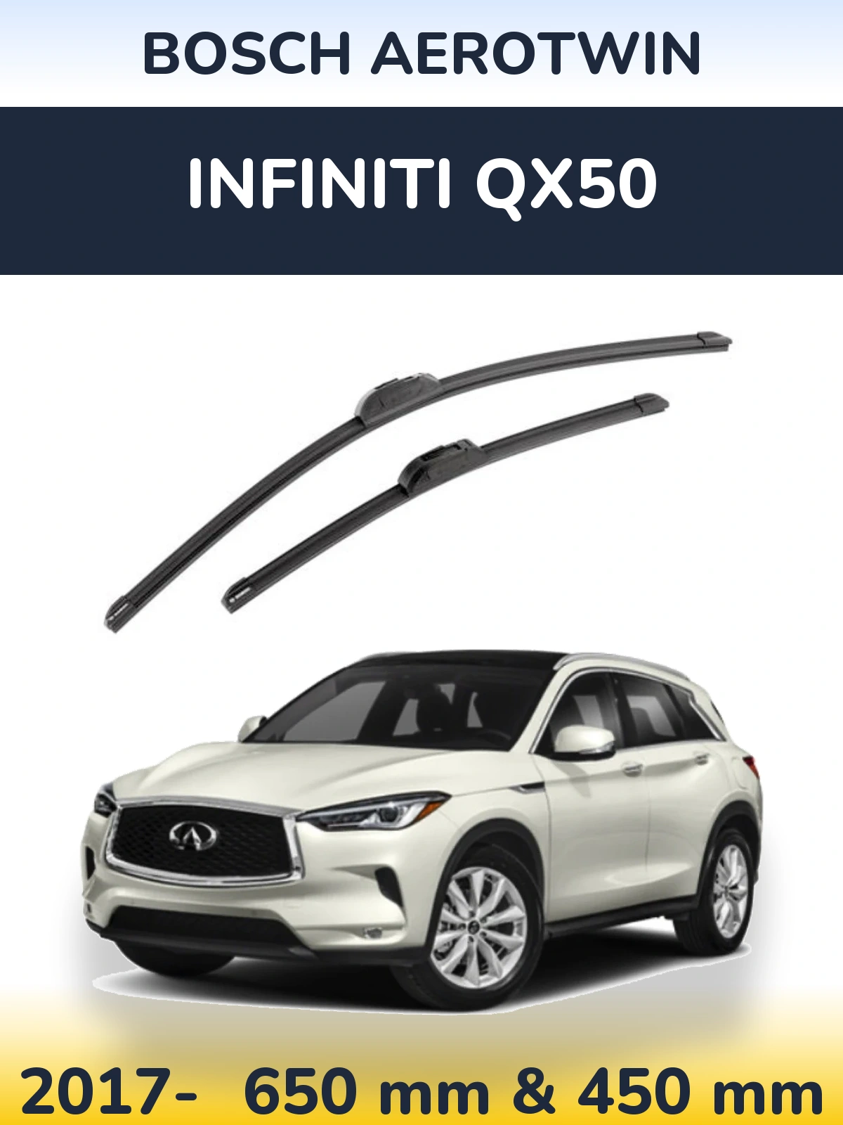 Komplet przednich wycieraczek BOSCH AeroTwin 650 & 450 mm do Infiniti QX50 2017-2026