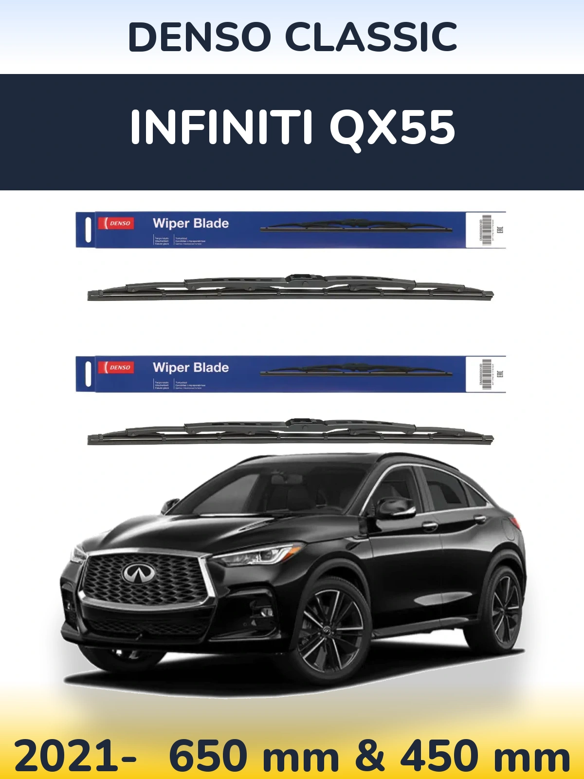 Komplet przednich wycieraczek Denso Classic 650 & 450 mm do Infiniti QX55 2021-2026