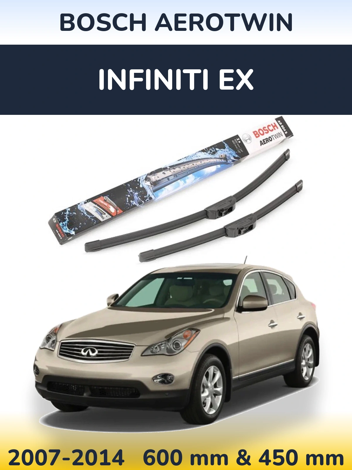 Front wiper blade set BOSCH AeroTwin 600 & 450 mm for Infiniti EX 2007-2014