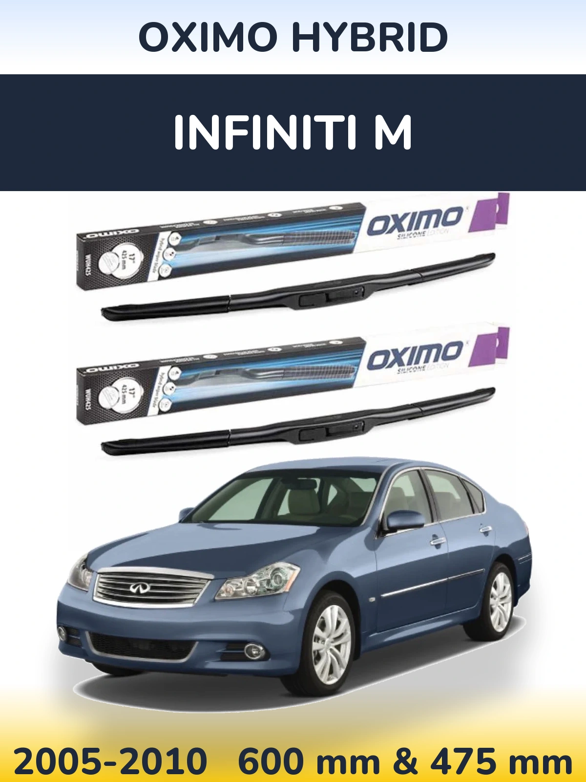 Комплект передних дворников Oximo Hybrid 600 & 475 мм для Infiniti M 2005-2010