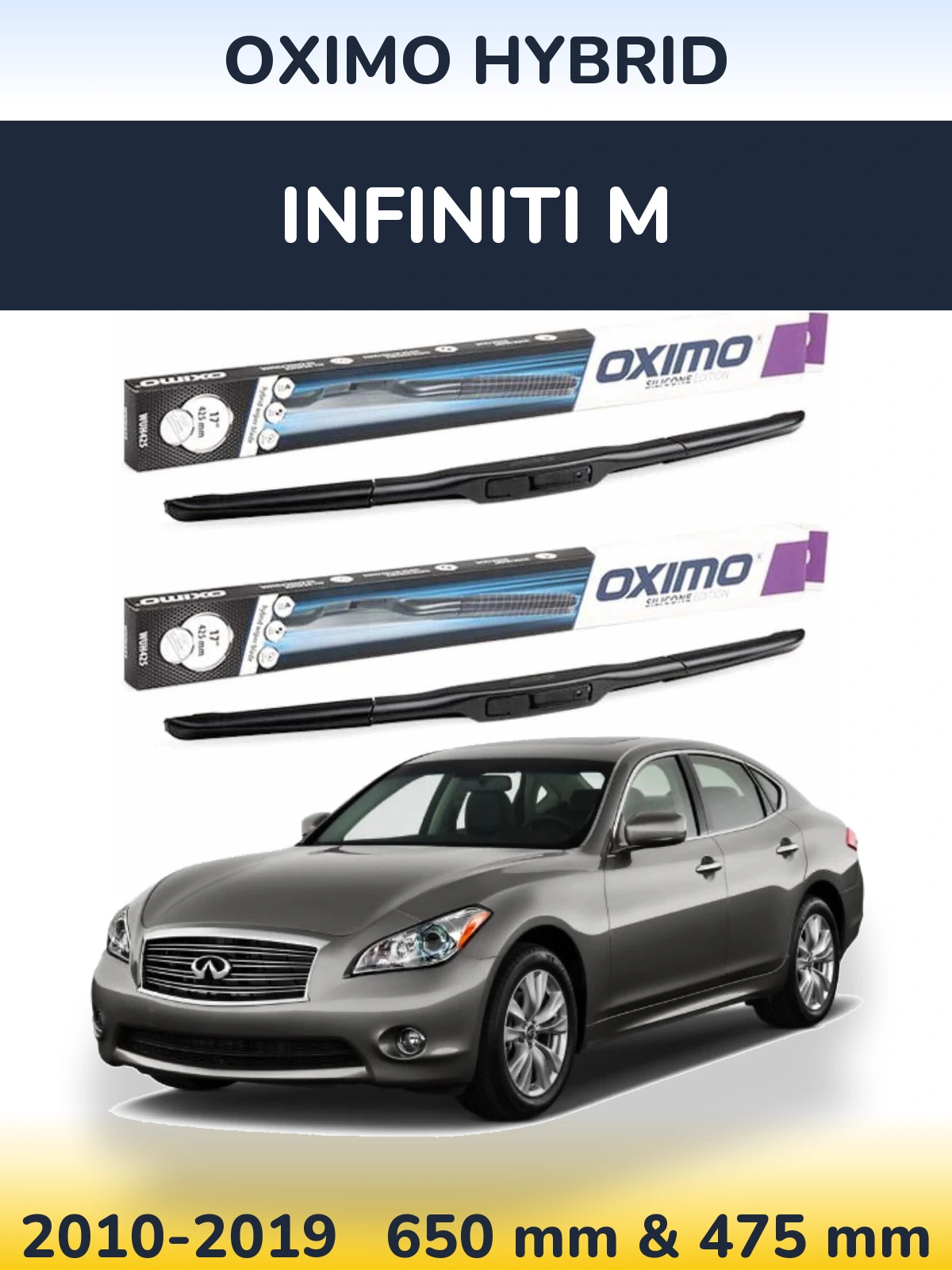 Комплект передних дворников Oximo Hybrid 650 & 475 мм для Infiniti M 2010-2019
