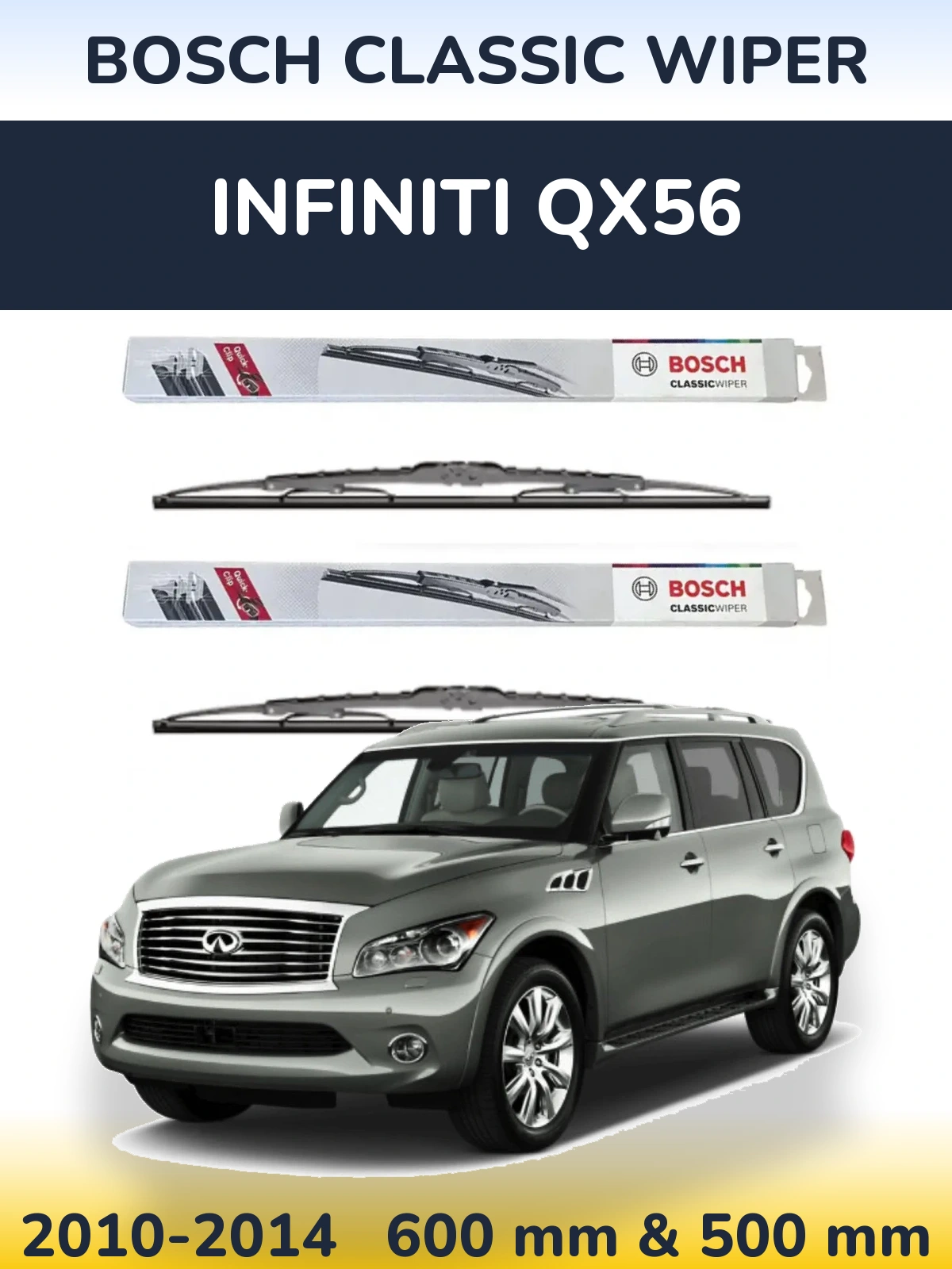 Komplet przednich wycieraczek BOSCH Classic Wiper 600 & 500 mm do Infiniti QX56 2010-2014