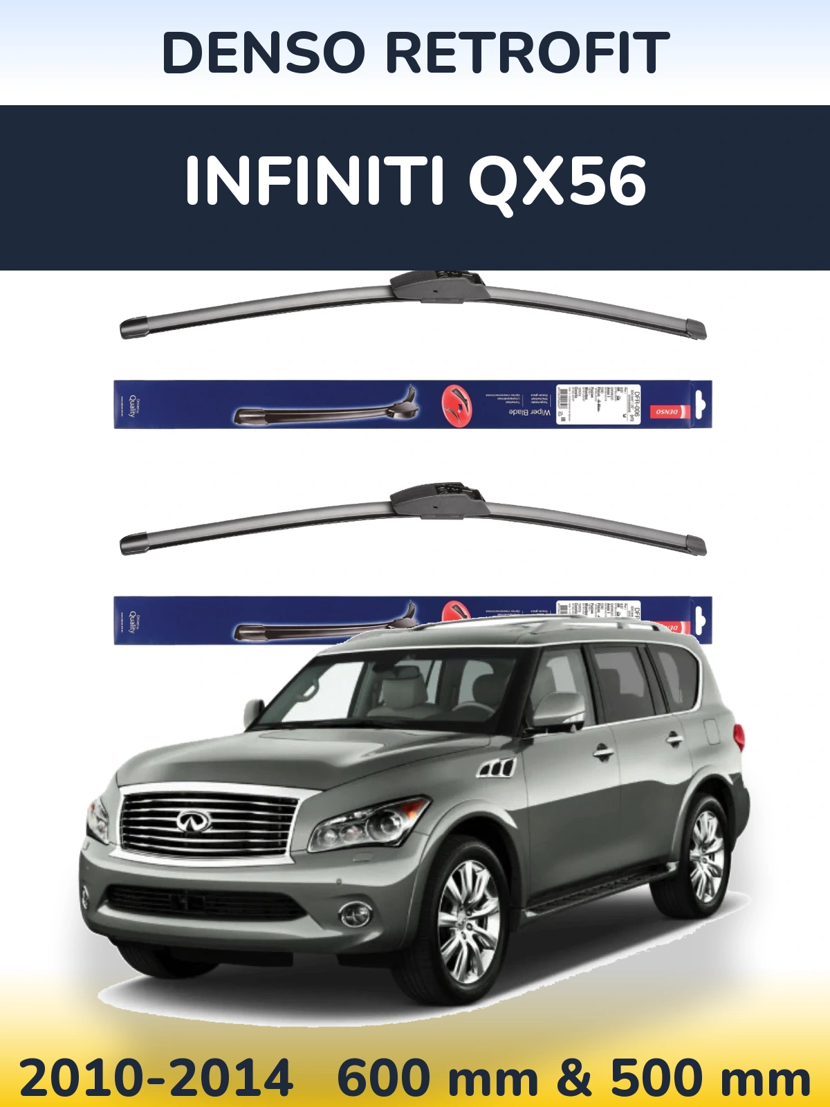 Комплект передних дворников Denso Retrofit 600 & 500 мм для Infiniti QX56 2010-2014