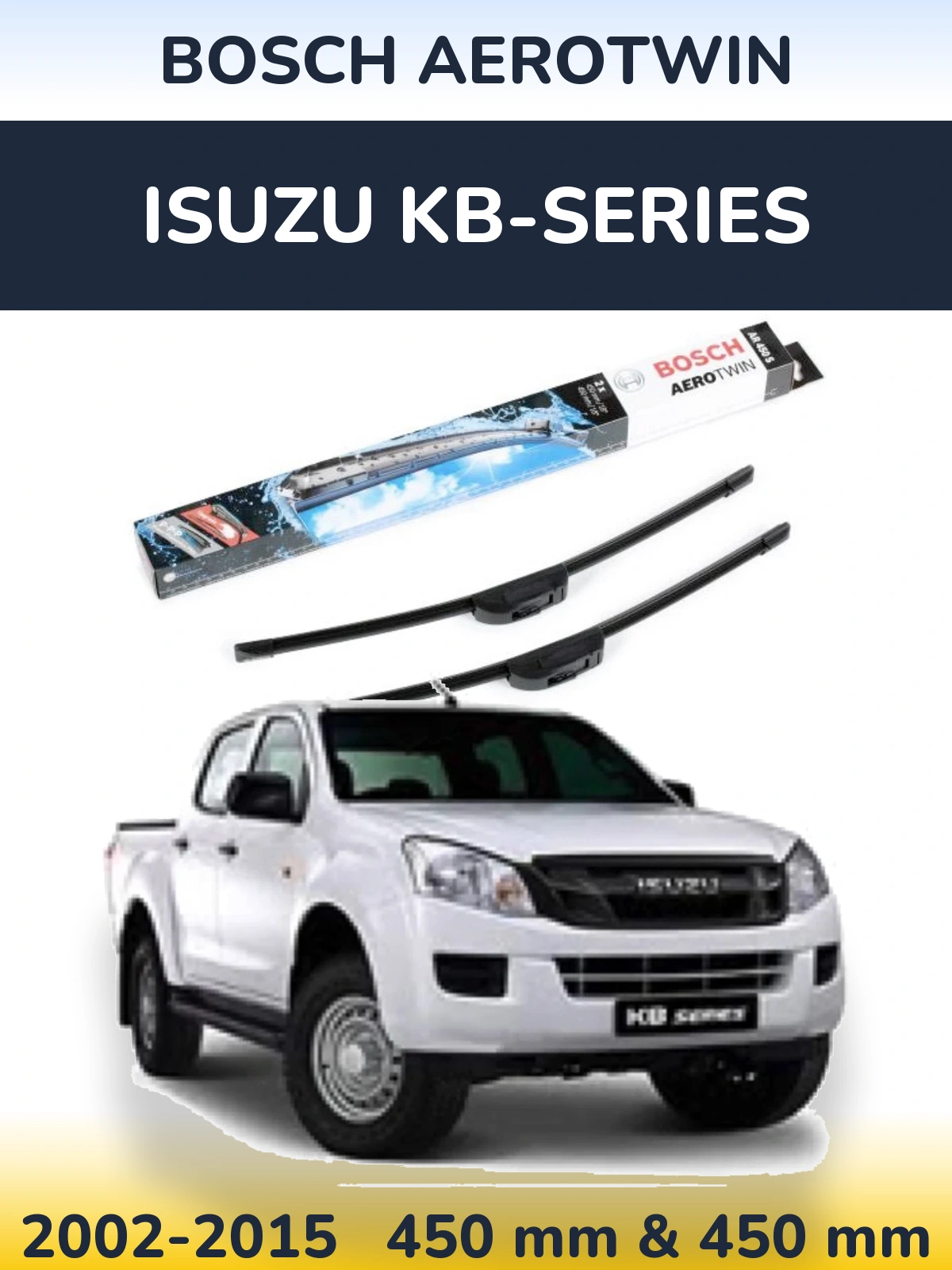 Комплект передних дворников BOSCH AeroTwin 450 & 450 мм для Isuzu KB-Series 2002-2015