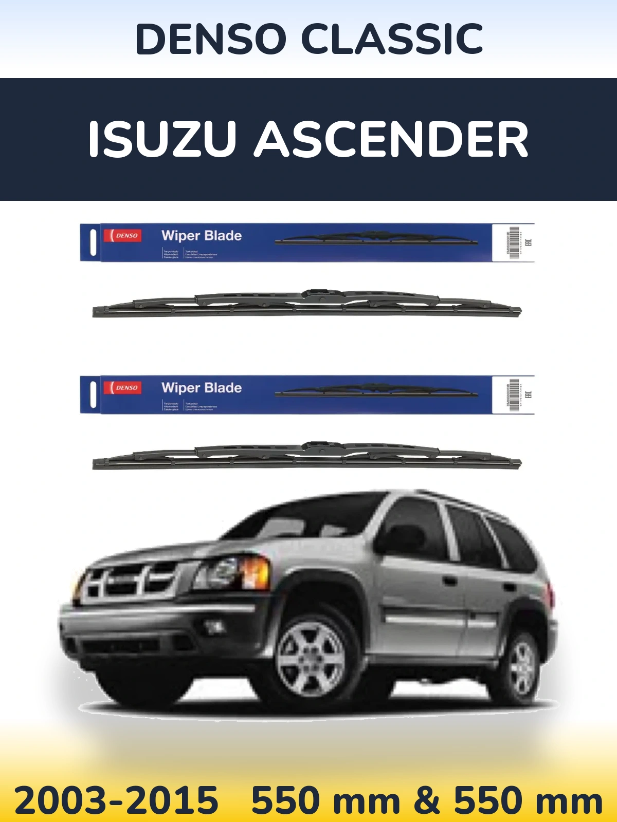 Komplet przednich wycieraczek Denso Classic 550 & 550 mm do Isuzu Ascender 2003-2015