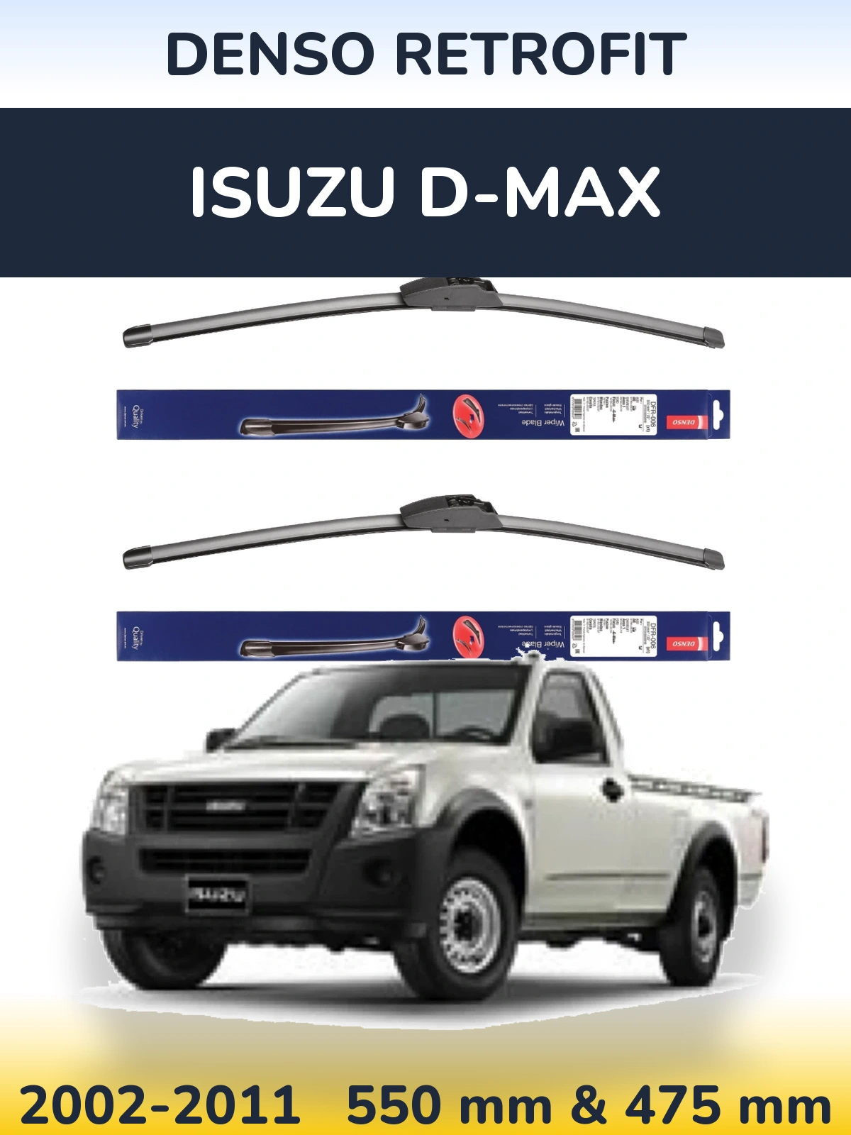 Komplet przednich wycieraczek Denso Retrofit 550 & 475 mm do Isuzu D-Max 2002-2011