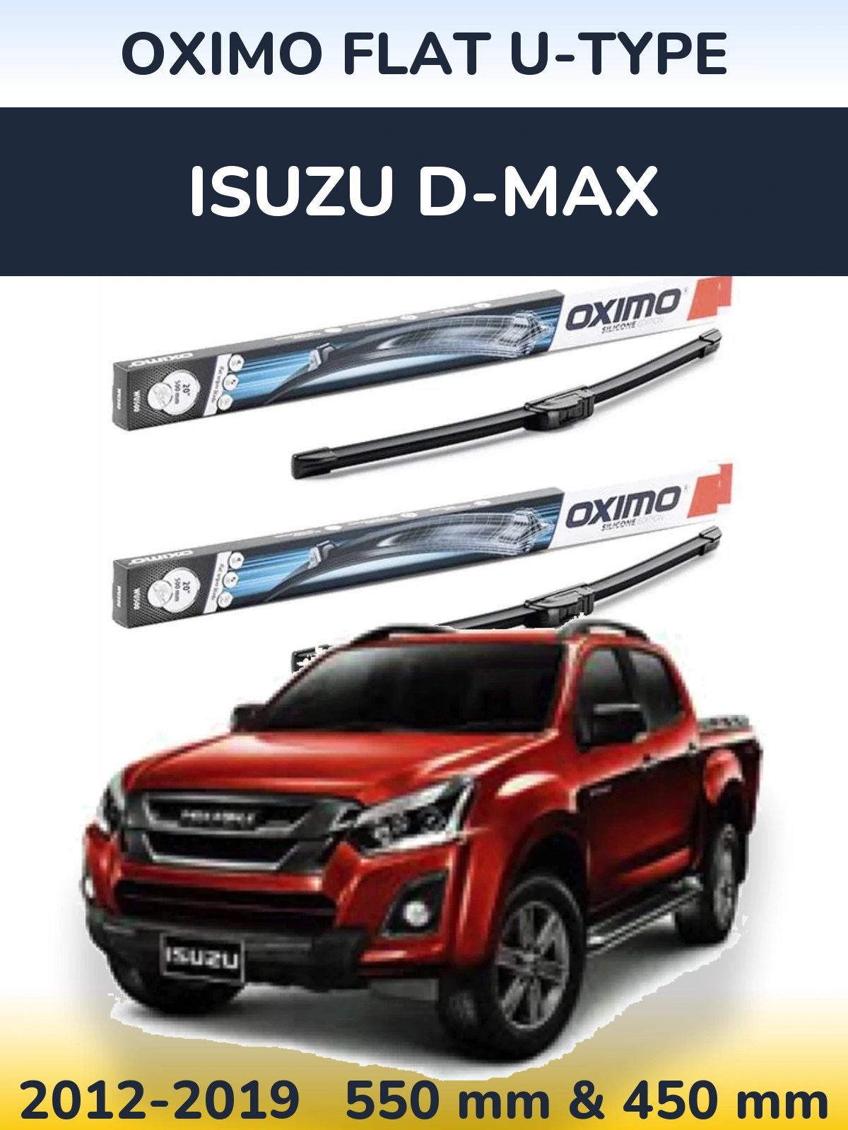 Komplet przednich wycieraczek Oximo Flat U-type 550 & 450 mm do Isuzu D-Max 2012-2019