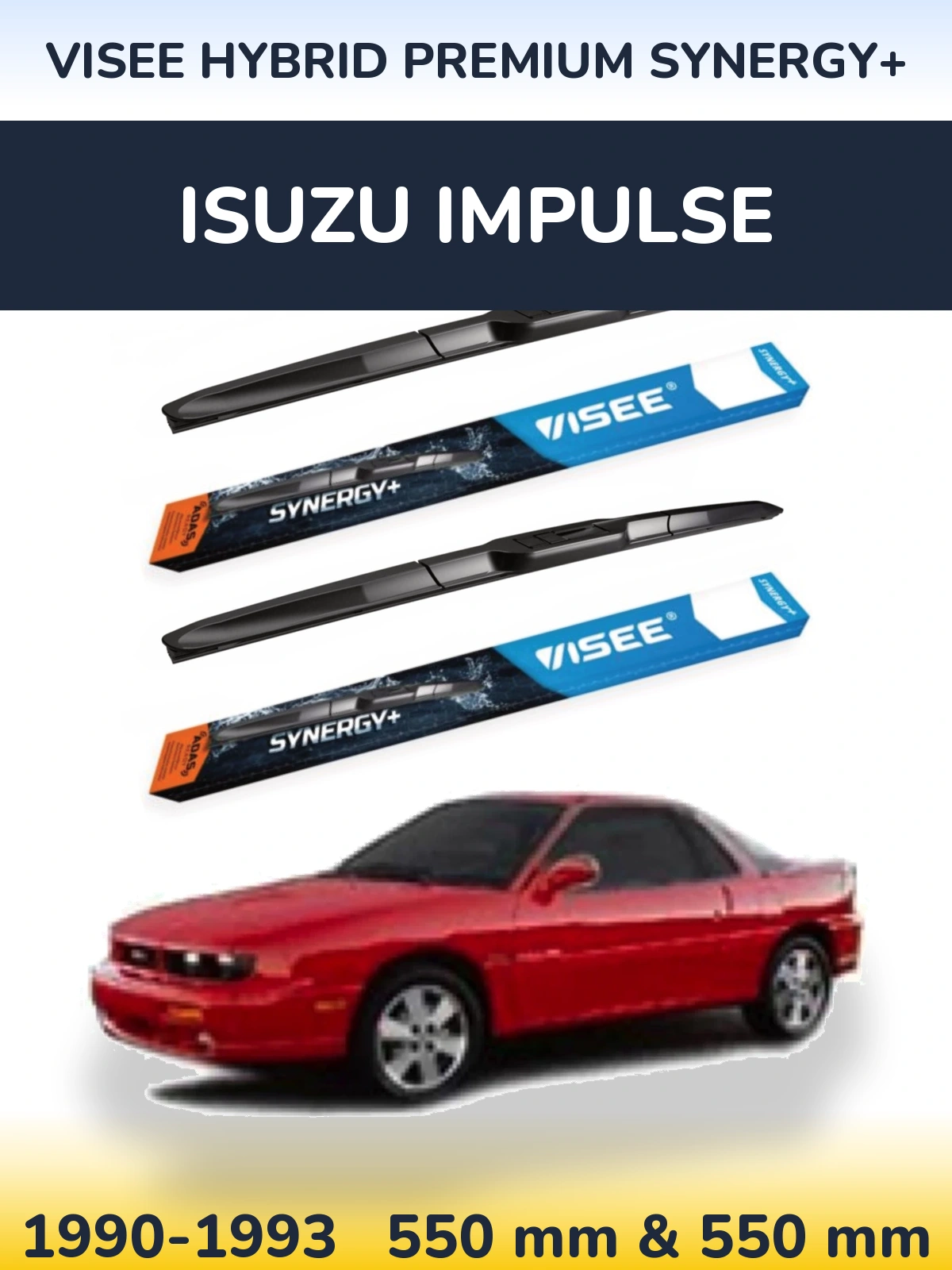 Komplet przednich wycieraczek VISEE HYBRID PREMIUM SYNERGY+ 550 & 550 mm do Isuzu Impulse 1990-1993