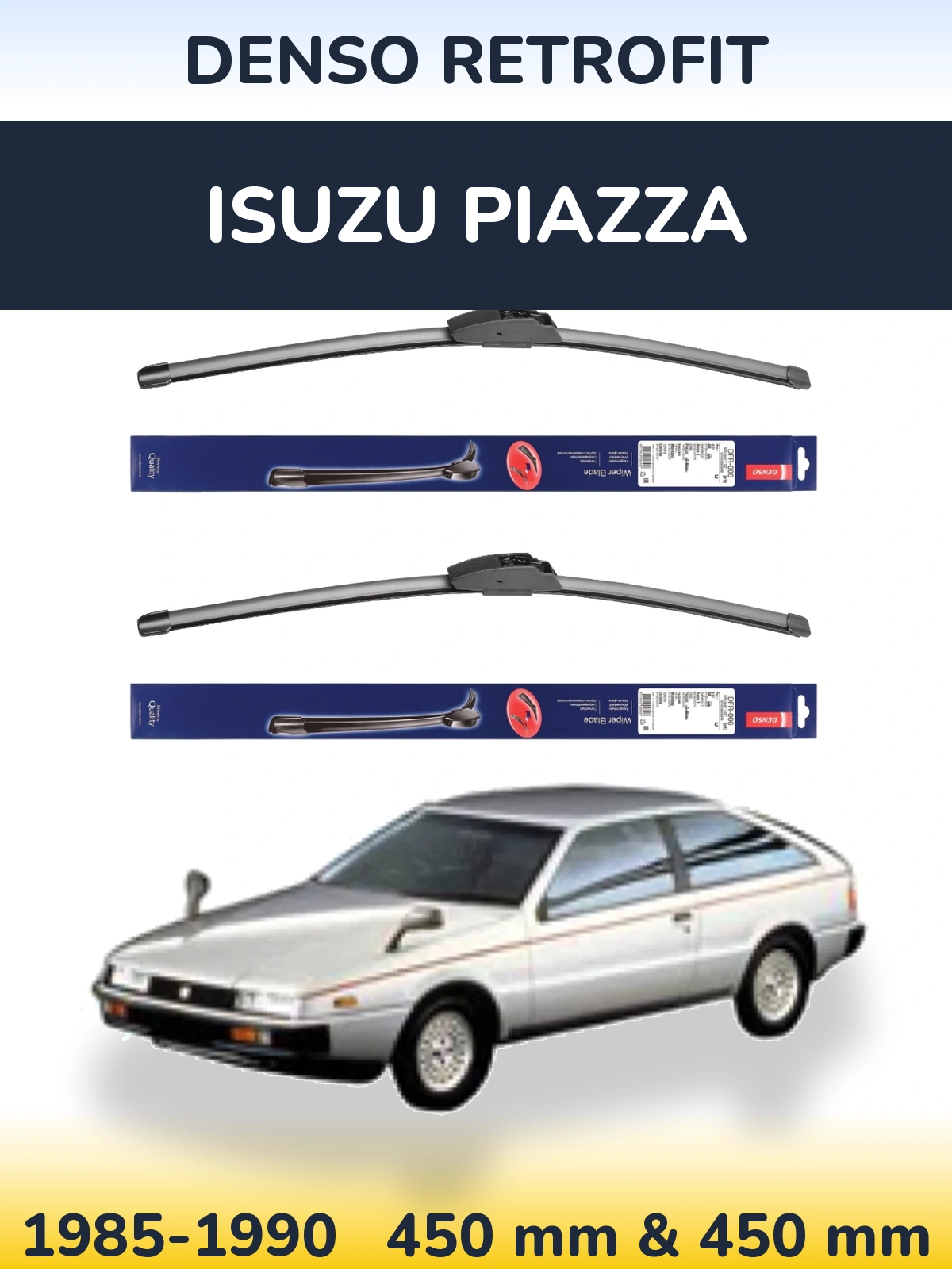 Komplet przednich wycieraczek Denso Retrofit 450 & 450 mm do Isuzu Piazza 1985-1990
