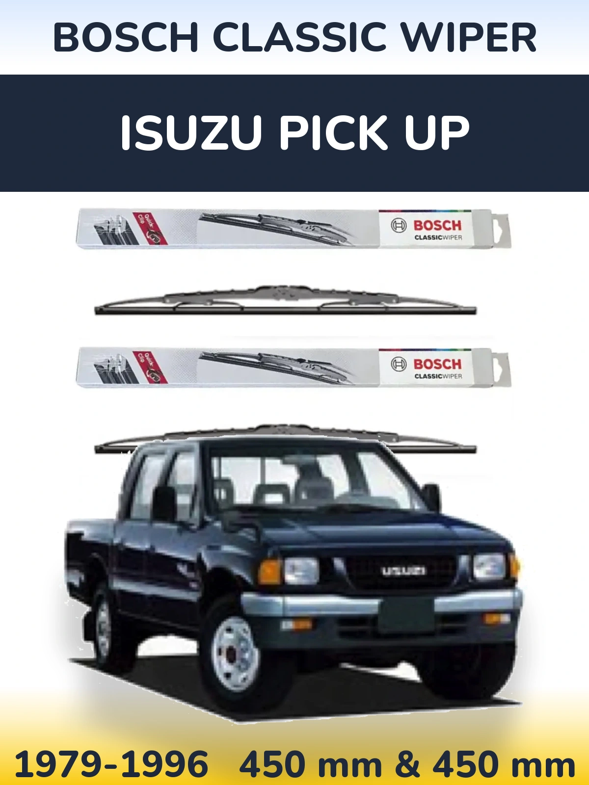 Komplet przednich wycieraczek BOSCH Classic Wiper 450 & 450 mm do Isuzu Pick Up 1979-1996