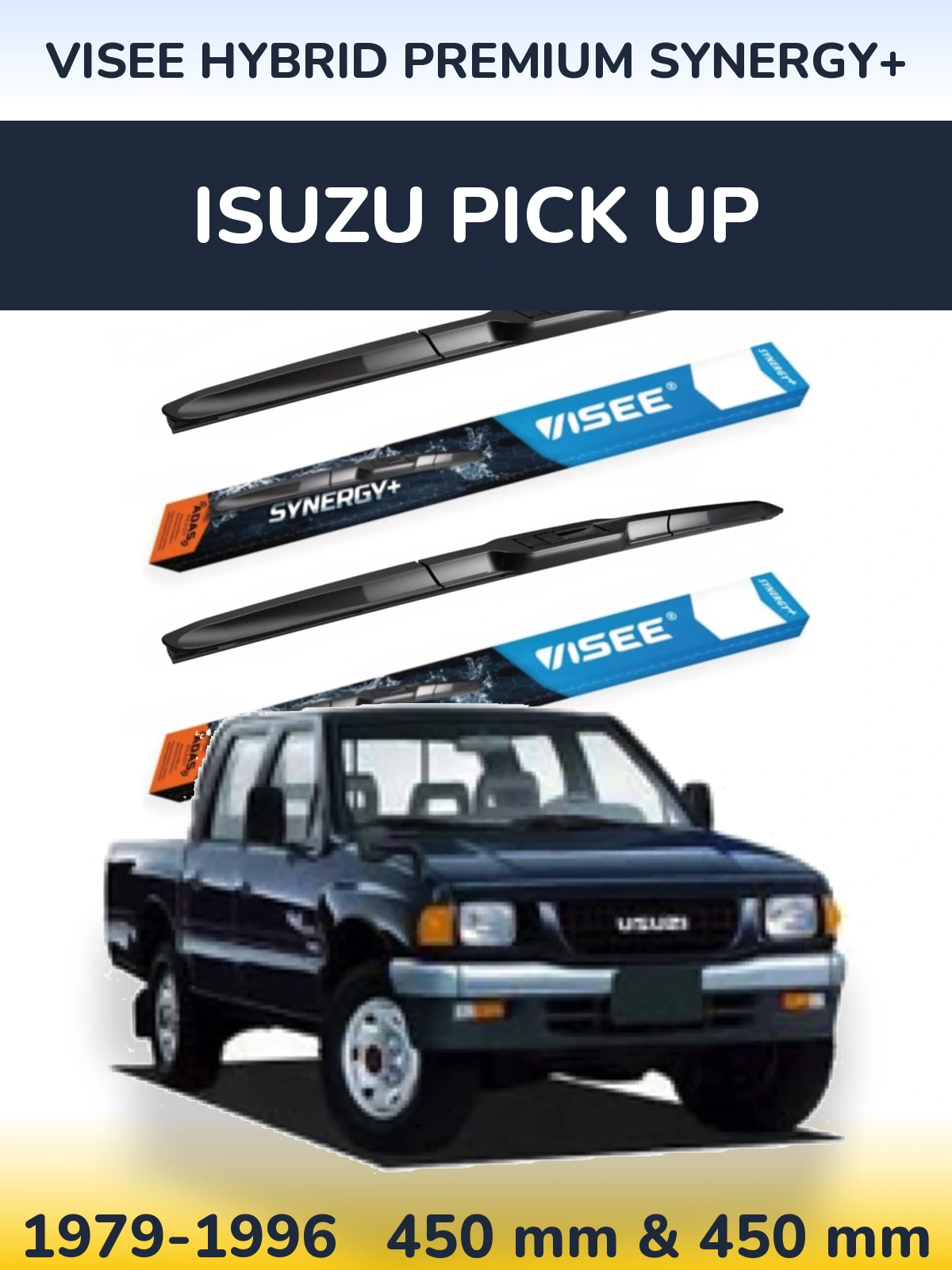 Komplet przednich wycieraczek VISEE HYBRID PREMIUM SYNERGY+ 450 & 450 mm do Isuzu Pick Up 1979-1996