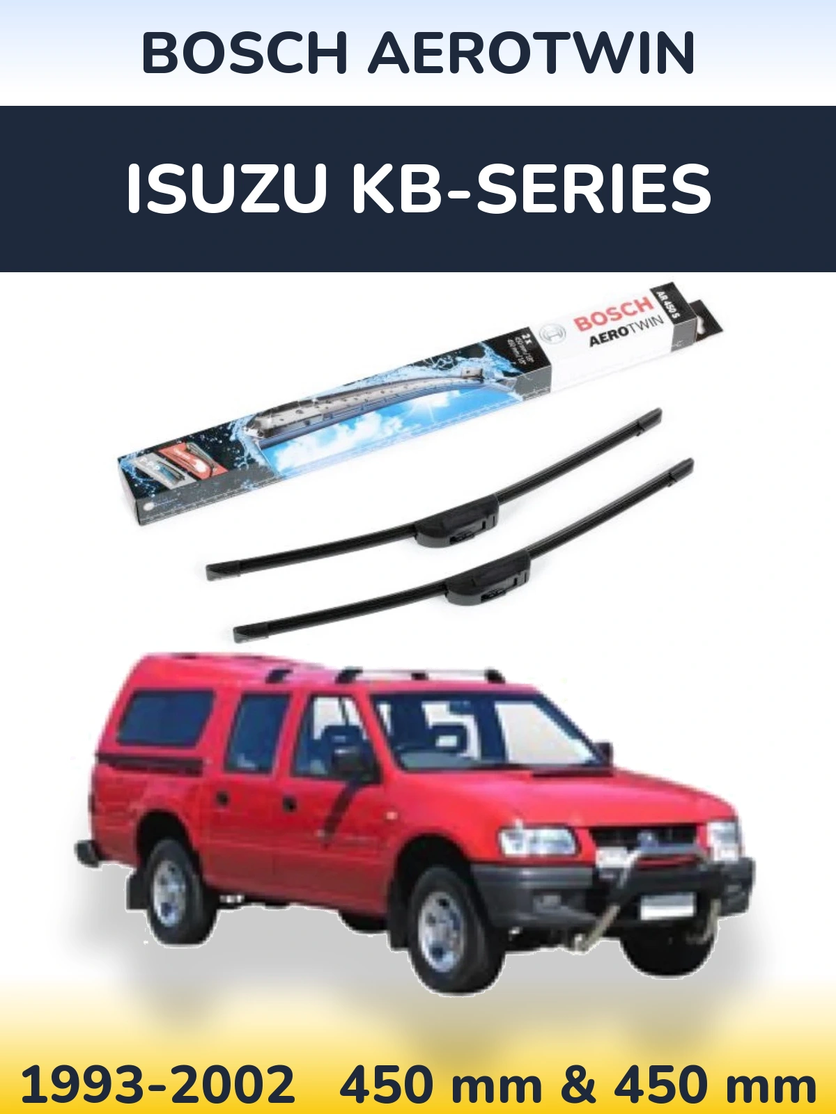 Комплект передних дворников BOSCH AeroTwin 450 & 450 мм для Isuzu KB-Series 1993-2002