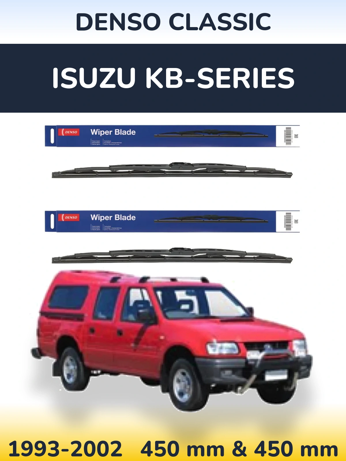 Front wiper blade set Denso Classic 450 & 450 mm for Isuzu KB-Series 1993-2002