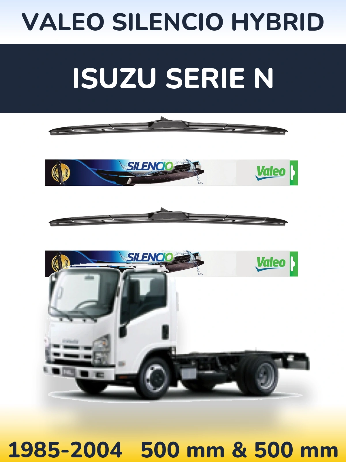 Комплект передних дворников Valeo Silencio Hybrid 500 & 500 мм для Isuzu Serie N 1985-2004