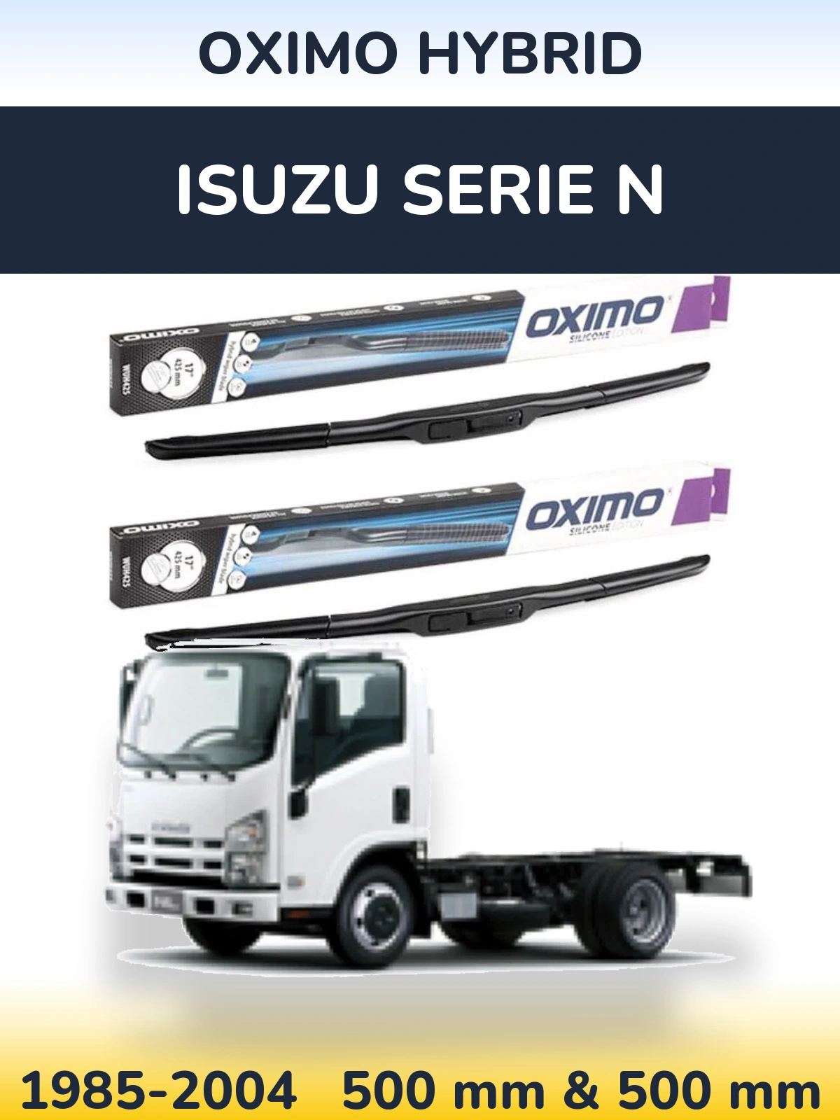 Комплект передних дворников Oximo Hybrid 500 & 500 мм для Isuzu Serie N 1985-2004