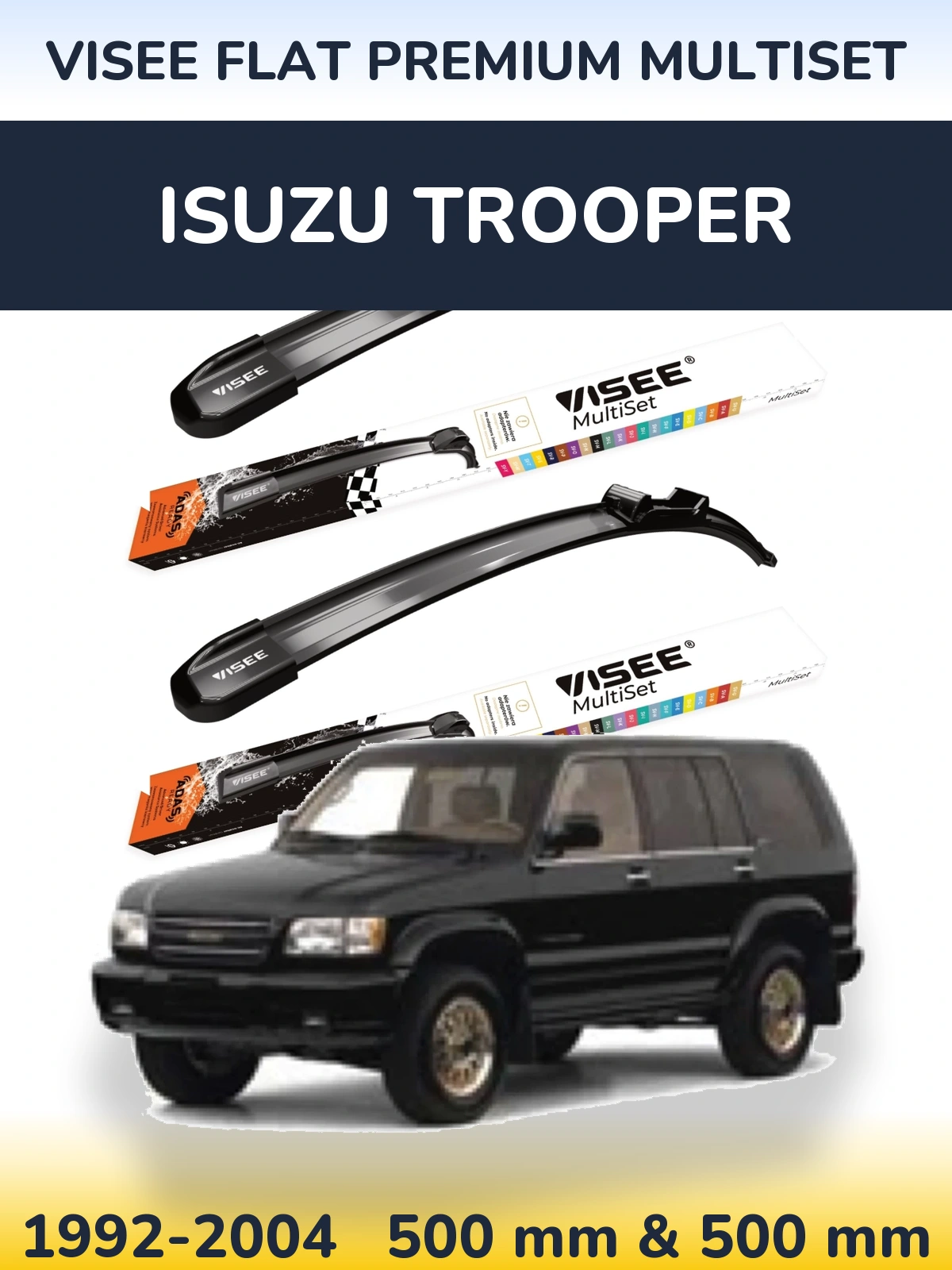 Комплект передних дворников VISEE FLAT PREMIUM MultiSet 500 & 500 мм для Isuzu Trooper 1992-2004