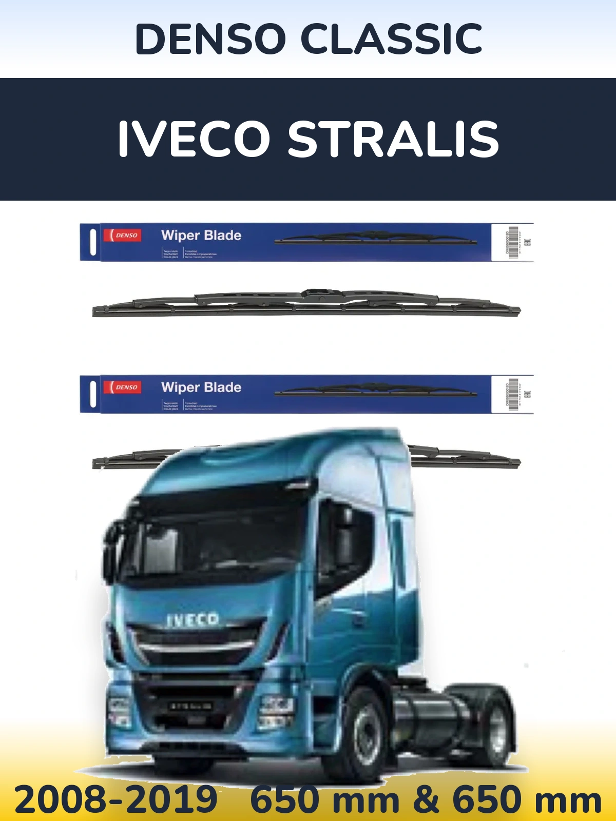 Комплект передних дворников Denso Classic 650 & 650 мм для Iveco Stralis 2008-2019