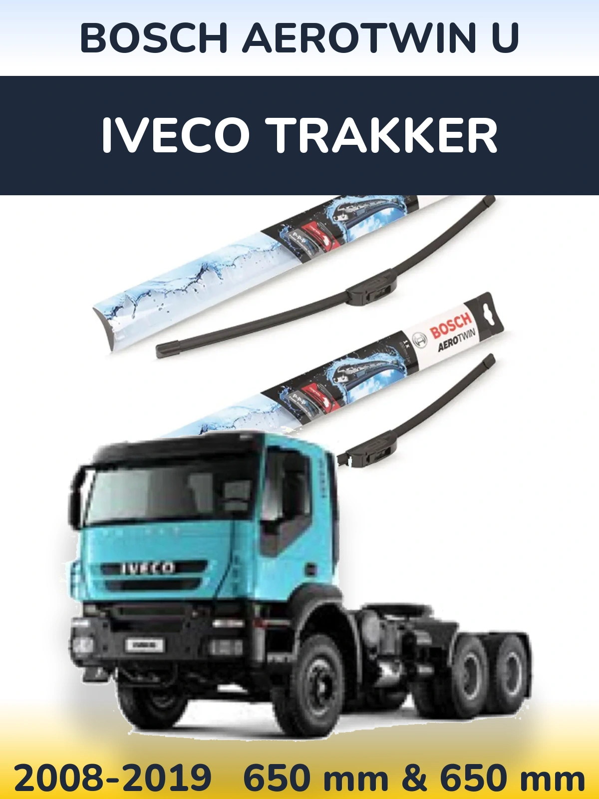 Комплект передніх щіток BOSCH AeroTwin U 650 & 650 мм для Iveco Trakker 2008-2019