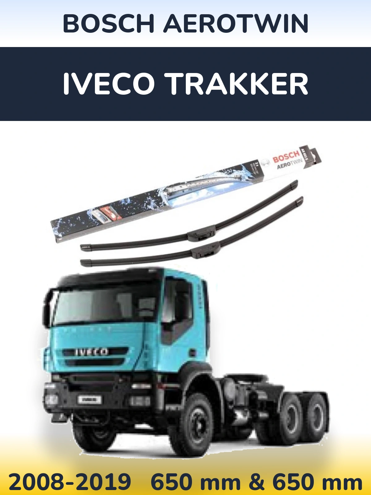 Комплект передніх щіток BOSCH AeroTwin 650 & 650 мм для Iveco Trakker 2008-2019