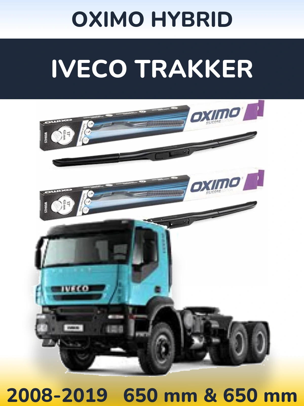 Комплект передних дворников Oximo Hybrid 650 & 650 мм для Iveco Trakker 2008-2019