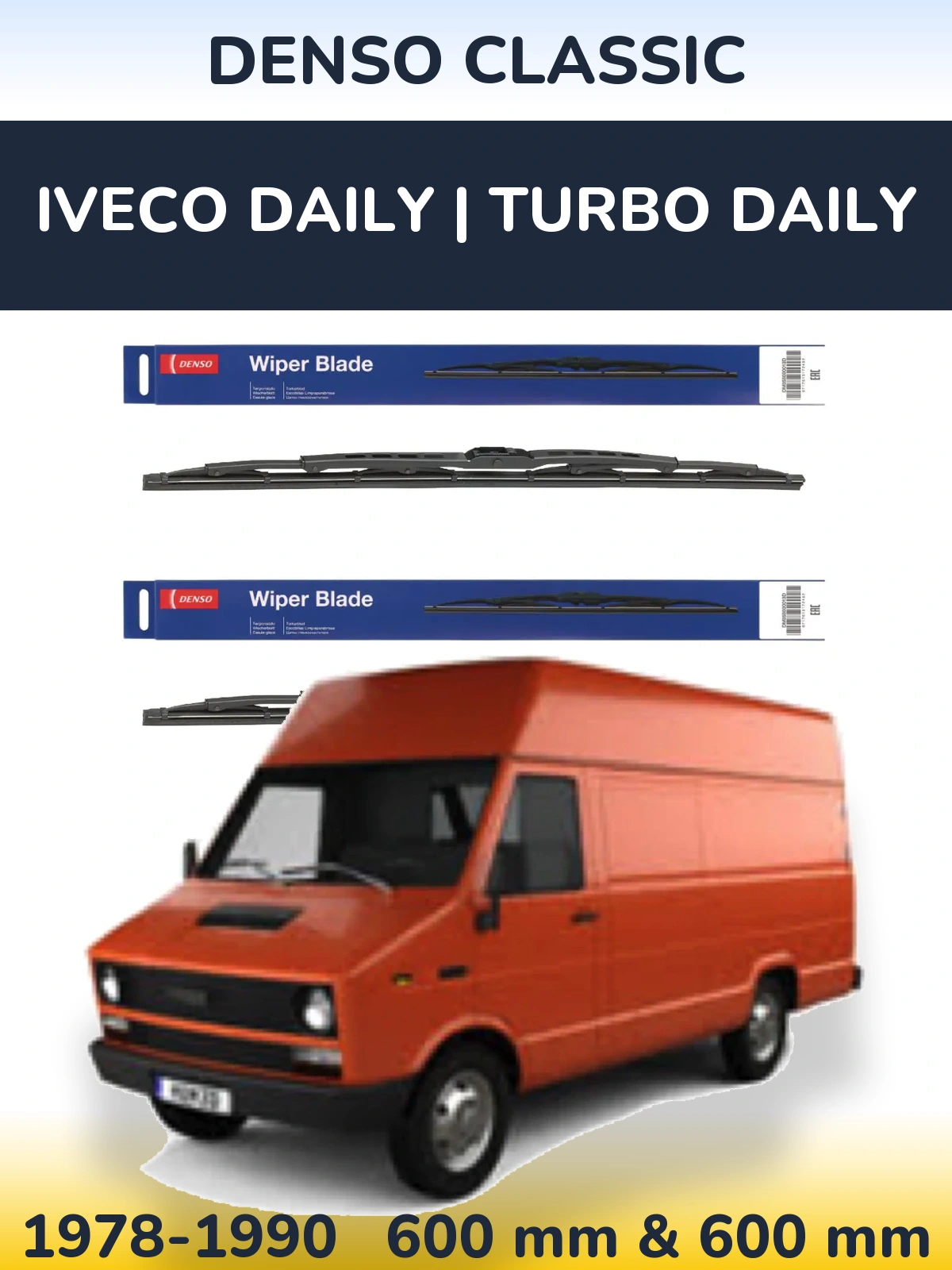 Комплект передних дворников Denso Classic 600 & 600 мм для Iveco Daily | Turbo Daily 1978-1990