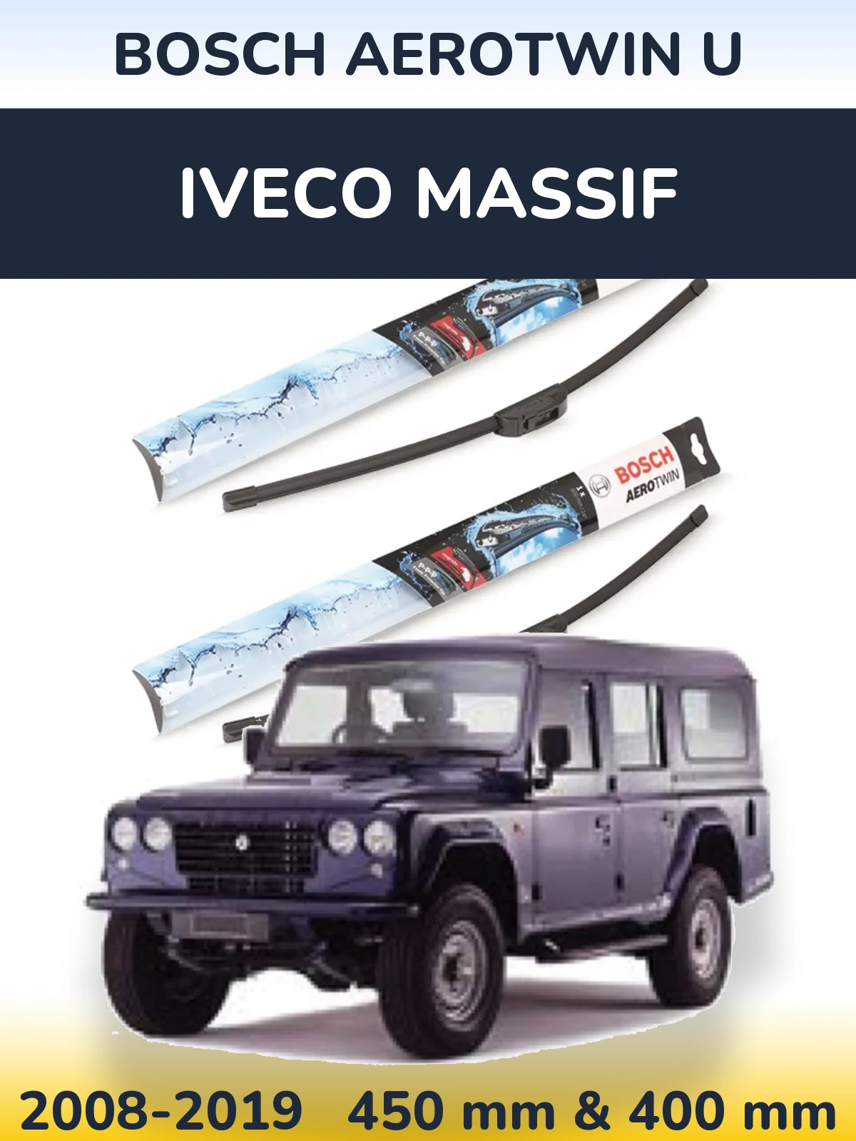 Komplet przednich wycieraczek BOSCH AeroTwin U 450 & 400 mm do Iveco Massif 2008-2019