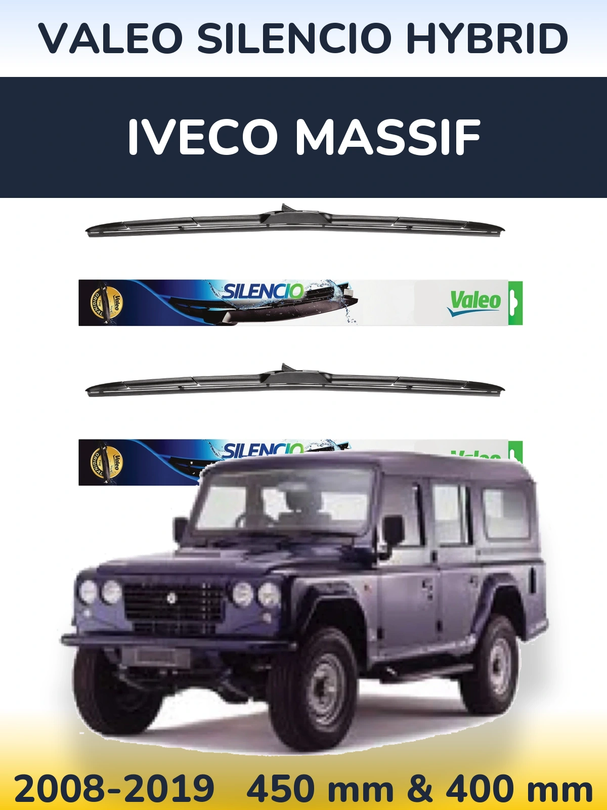Комплект передних дворников Valeo Silencio Hybrid 450 & 400 мм для Iveco Massif 2008-2019