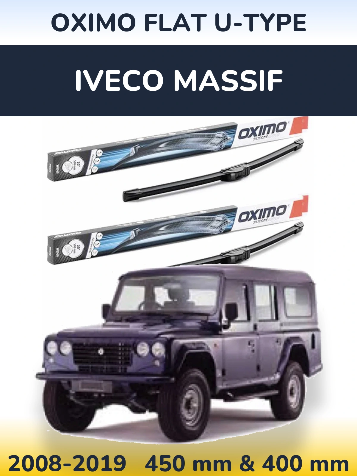 Komplet przednich wycieraczek Oximo Flat U-type 450 & 400 mm do Iveco Massif 2008-2019