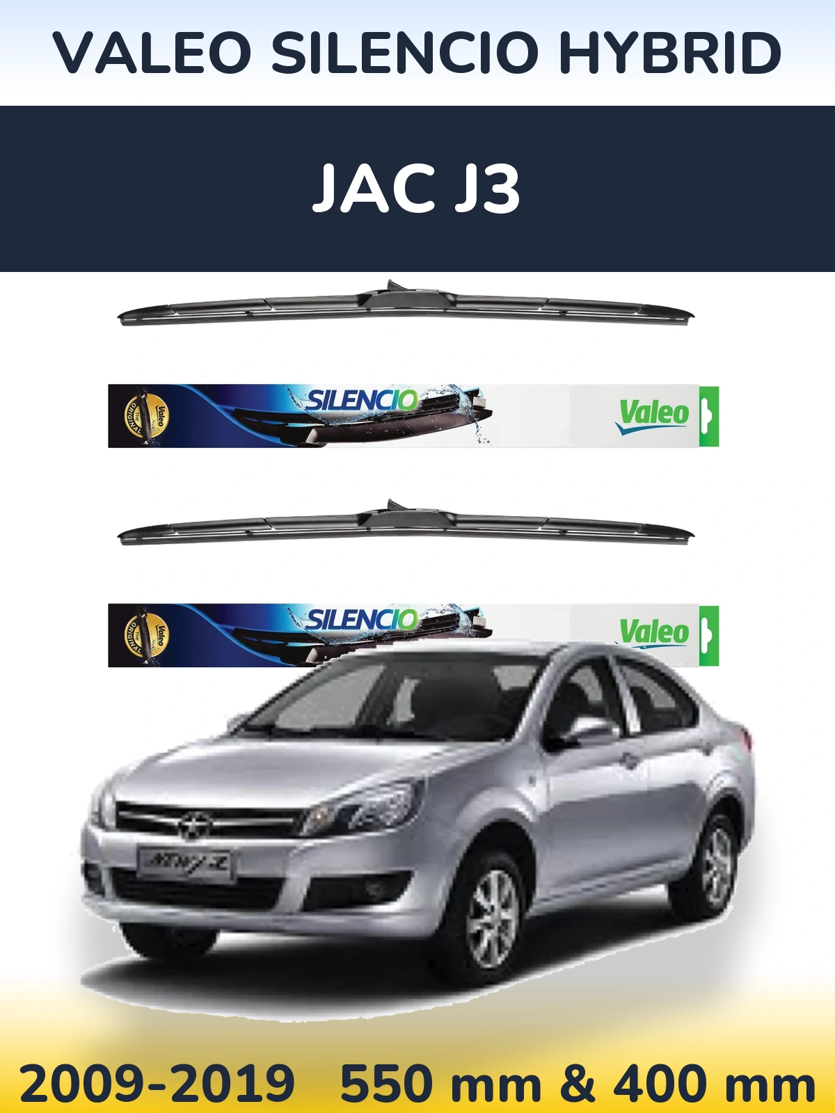 Комплект передних дворников Valeo Silencio Hybrid 550 & 400 мм для JAC J3 2009-2019