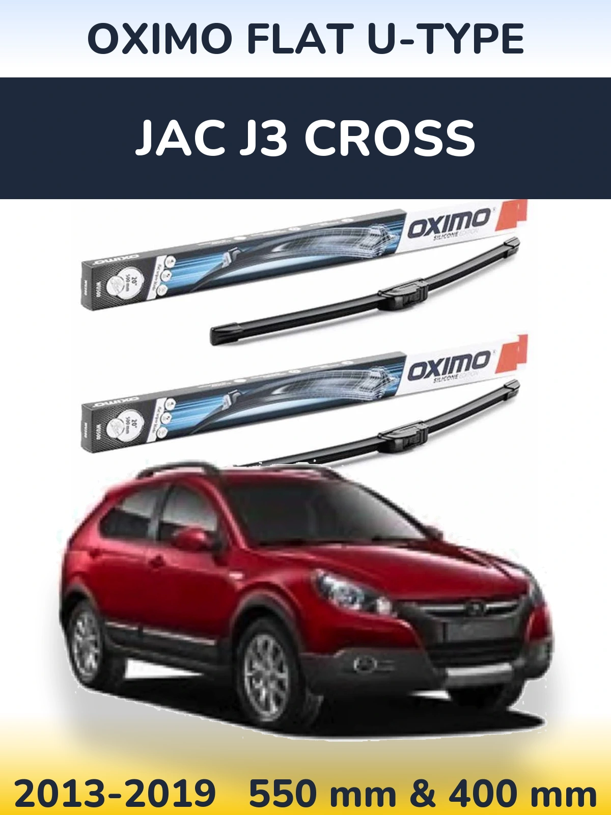 Front wiper blade set Oximo Flat U-type 550 & 400 mm for JAC J3 Cross 2013-2019