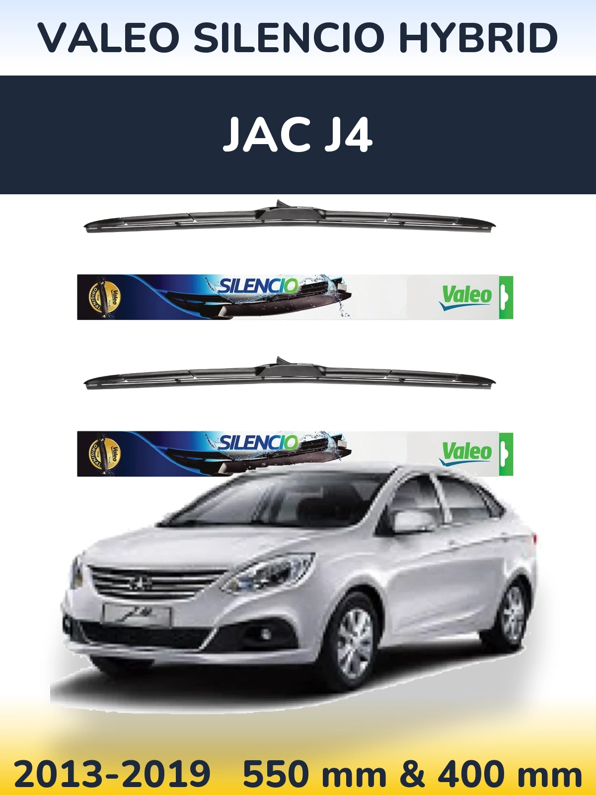 Комплект передних дворников Valeo Silencio Hybrid 550 & 400 мм для JAC J4 2013-2019