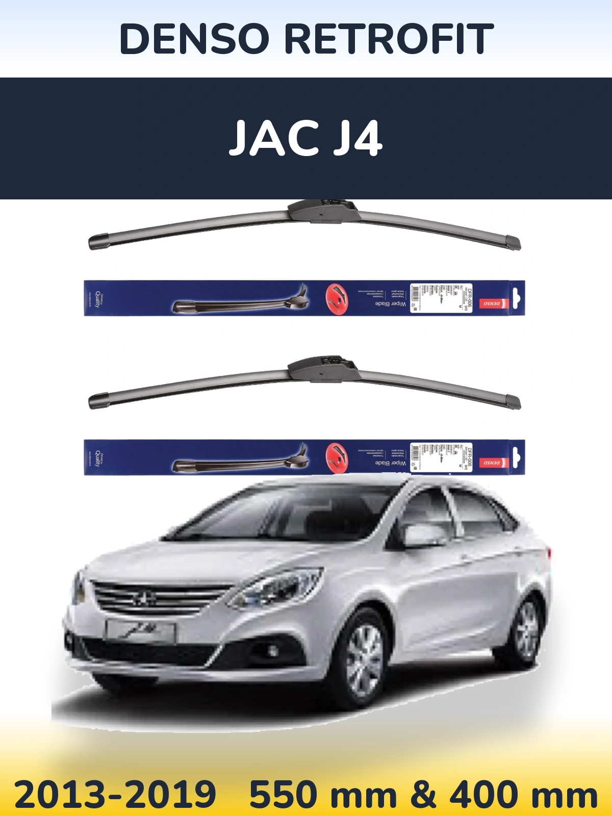 Komplet przednich wycieraczek Denso Retrofit 550 & 400 mm do JAC J4 2013-2019