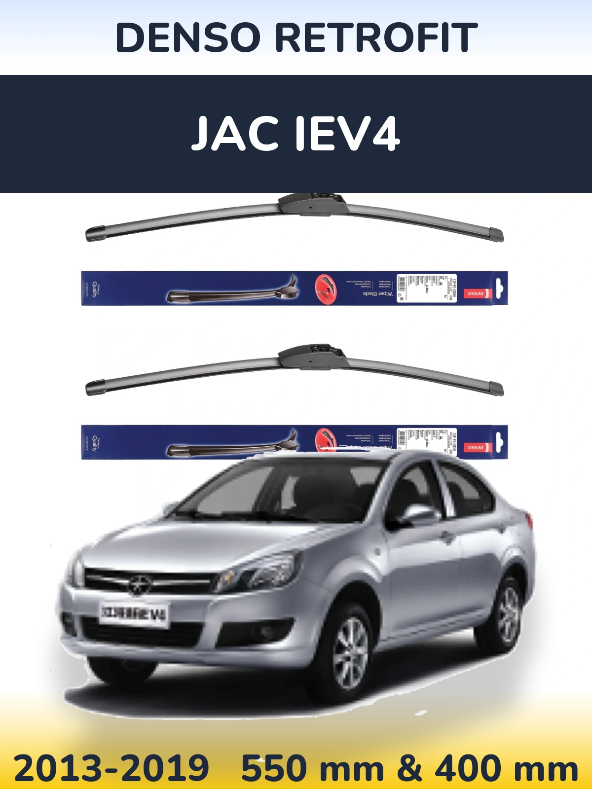 Комплект передних дворников Denso Retrofit 550 & 400 мм для JAC iEV4 2013-2019