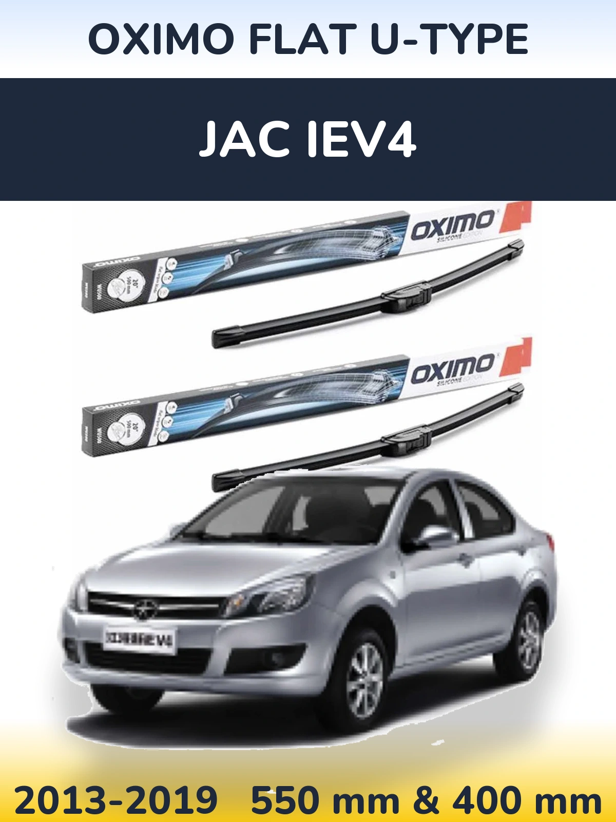 Komplet przednich wycieraczek Oximo Flat U-type 550 & 400 mm do JAC iEV4 2013-2019
